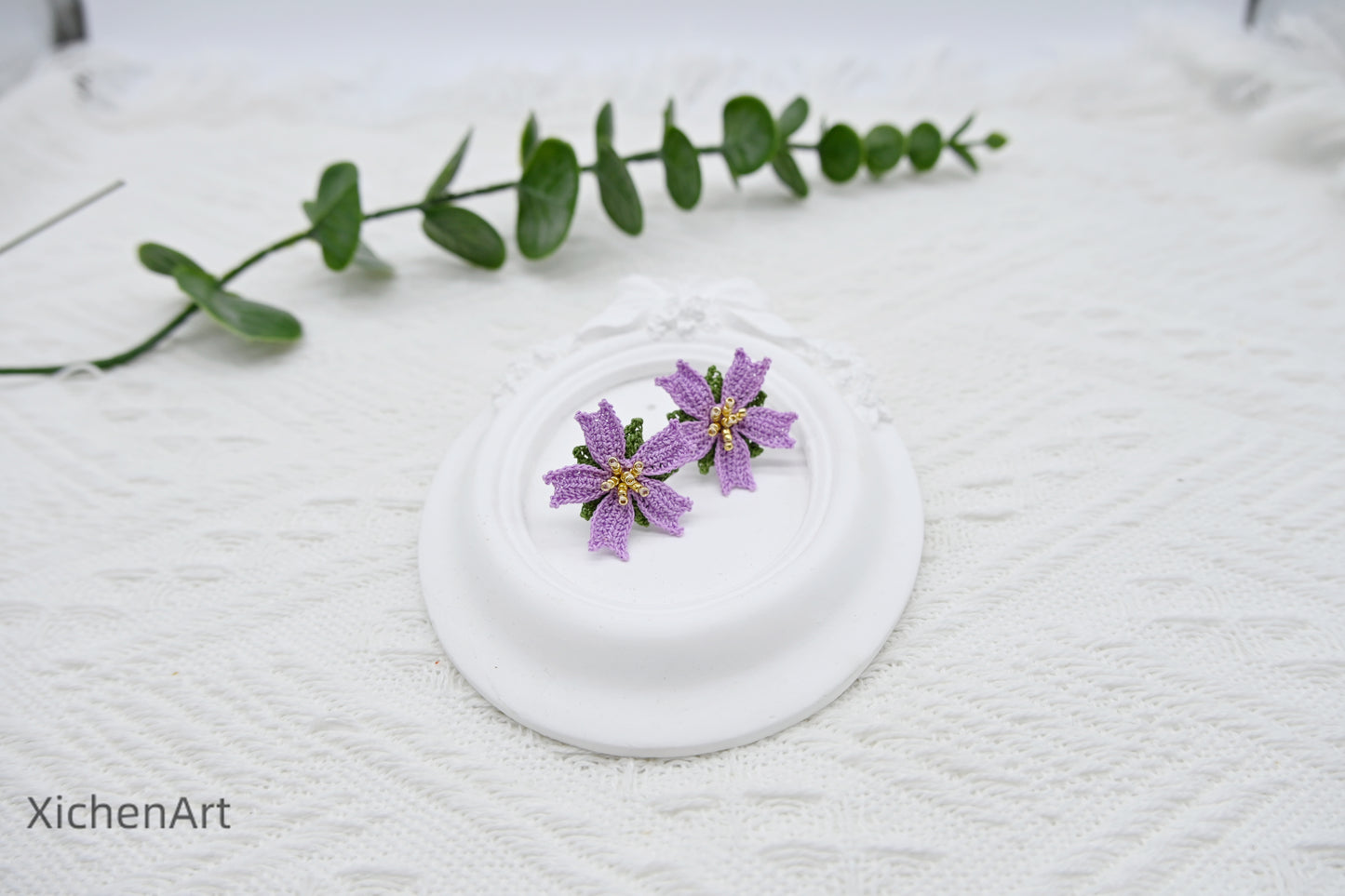 mini crochet poached egg flower earring, micro crochet poached egg flower, beautiful crochet flower earring, special crochet earrings