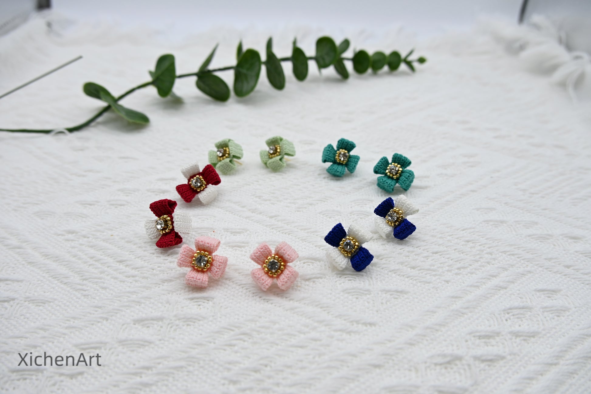 micro crochet square earring studs