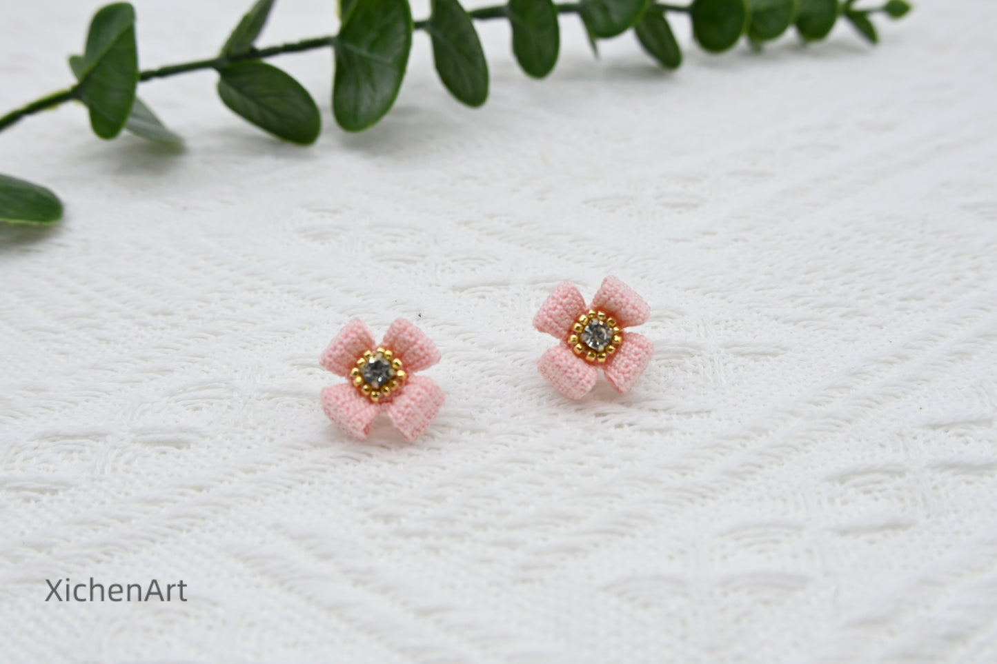 micro crochet square earring studs