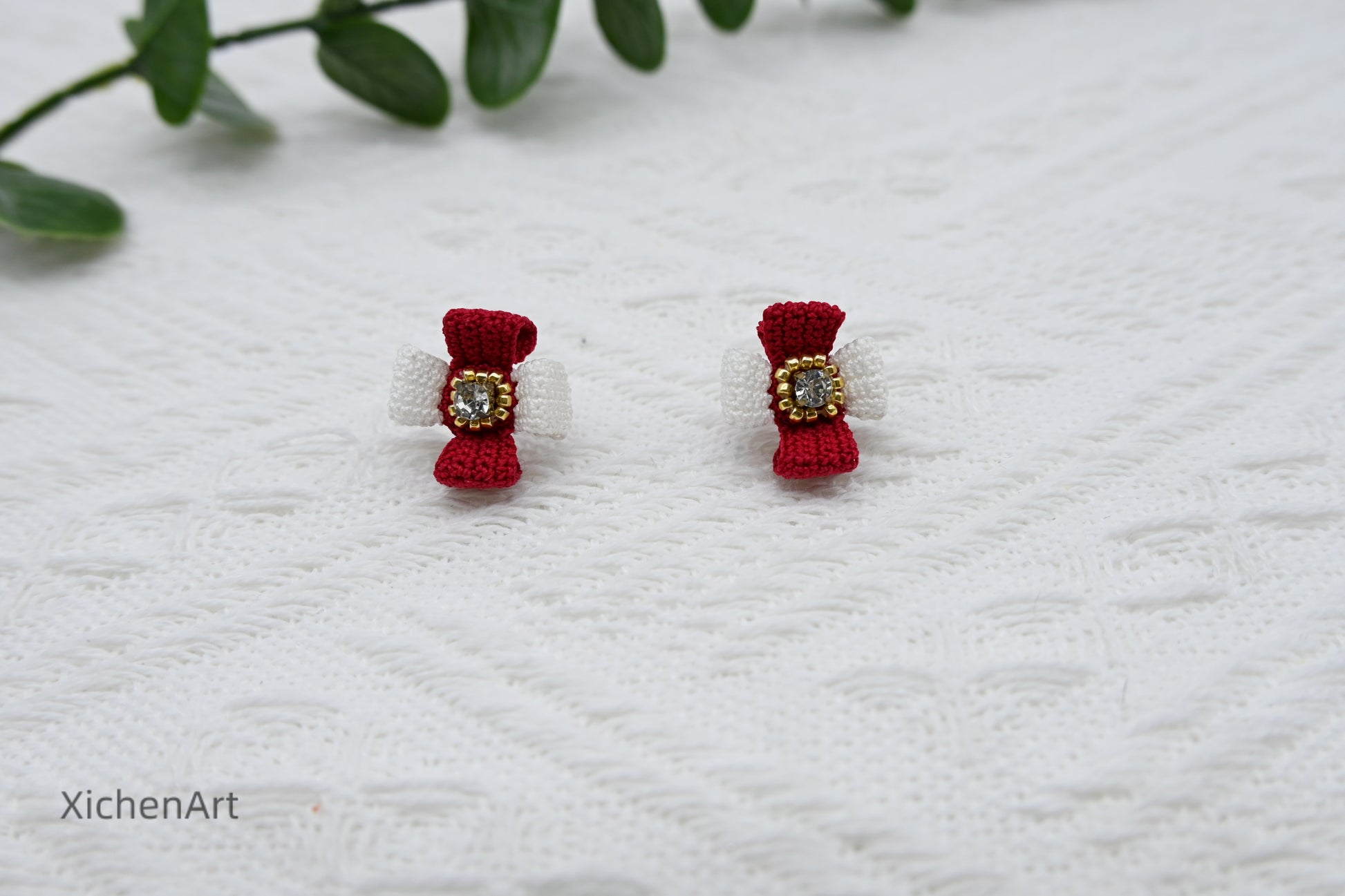 micro crochet square earring studs