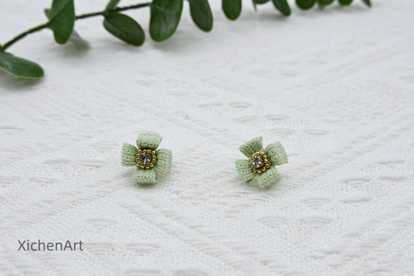 micro crochet square earring studs