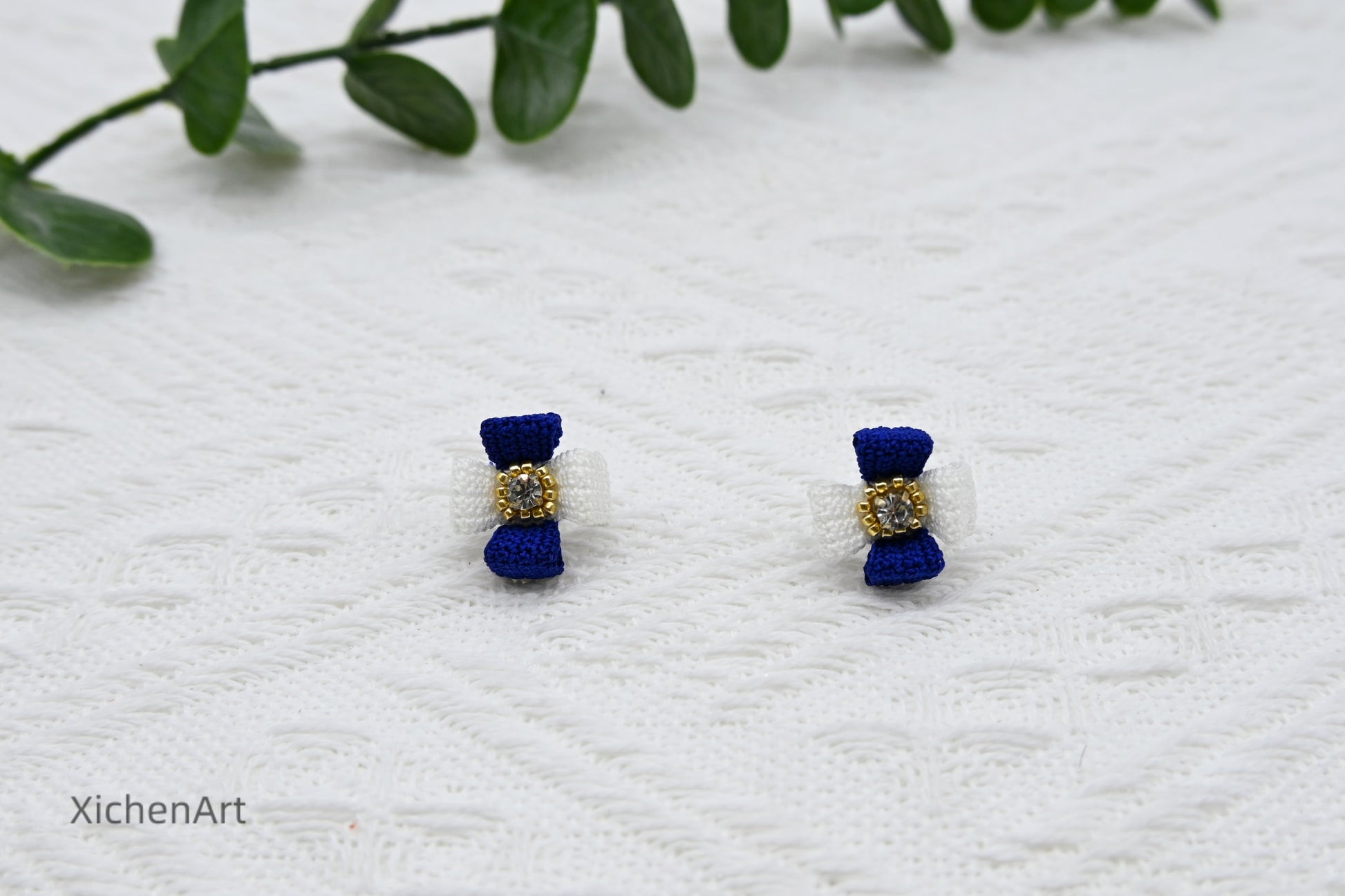 micro crochet square earring studs