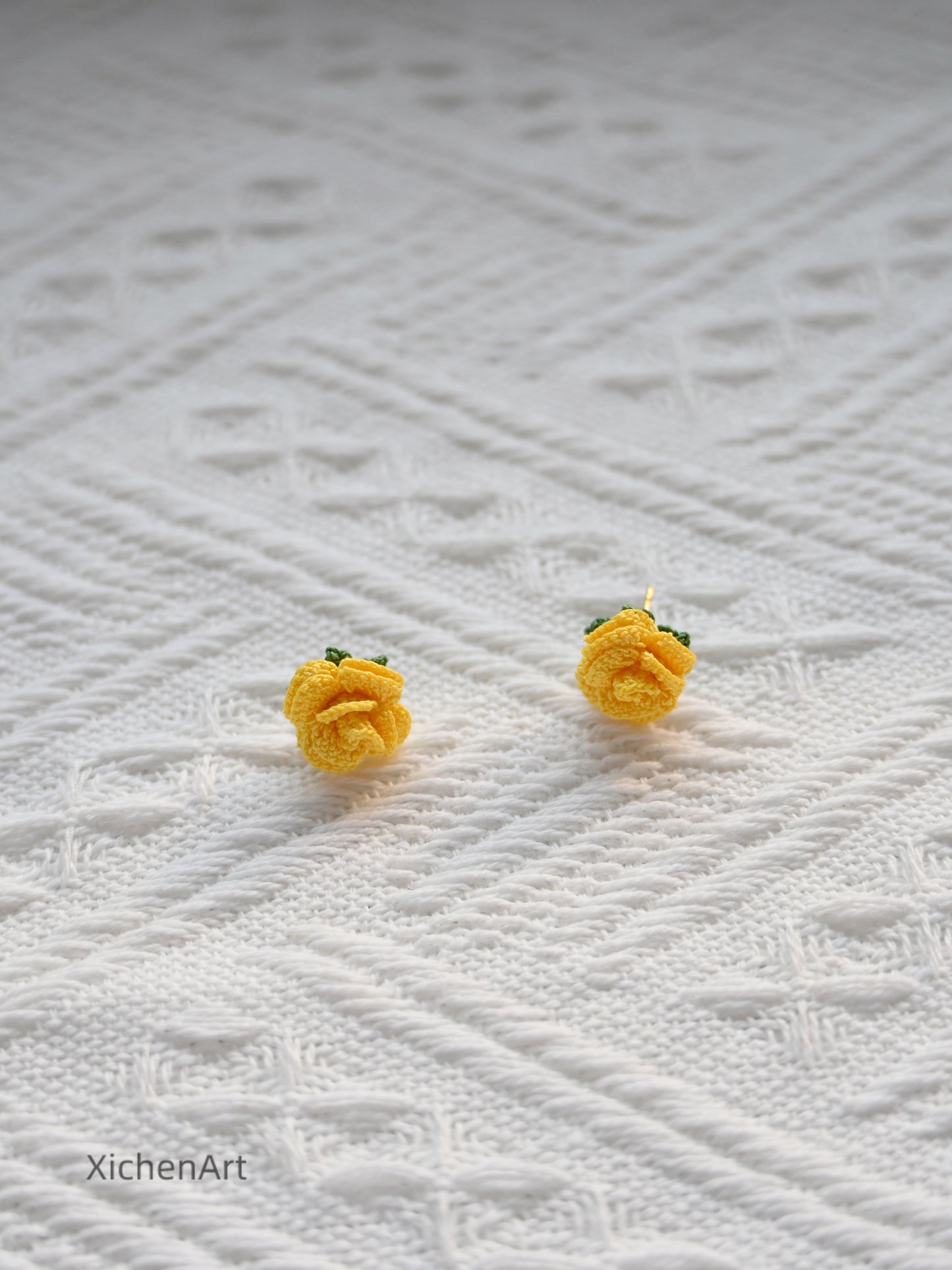 micro crochet rose earring studs