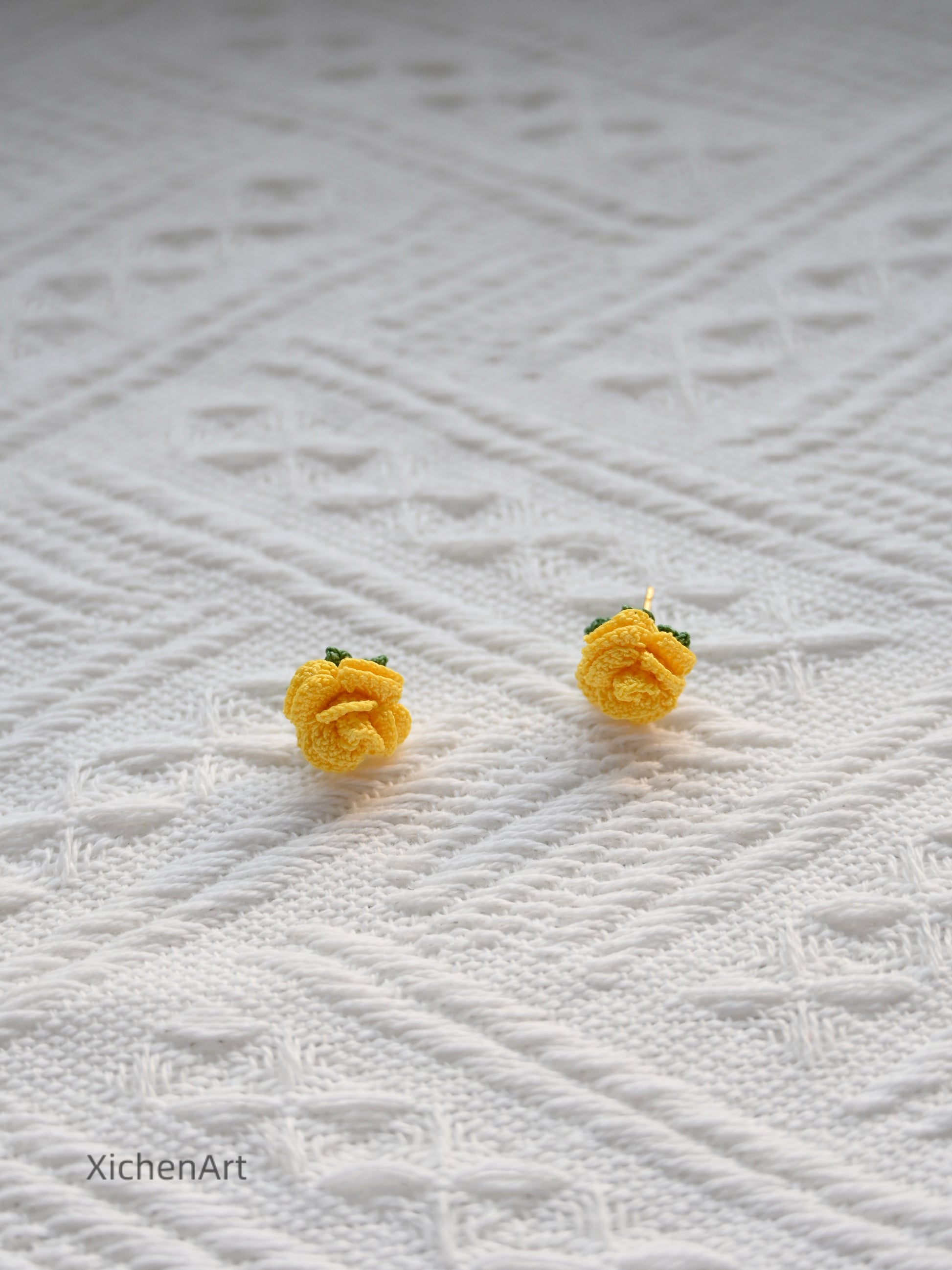 micro crochet rose earring studs