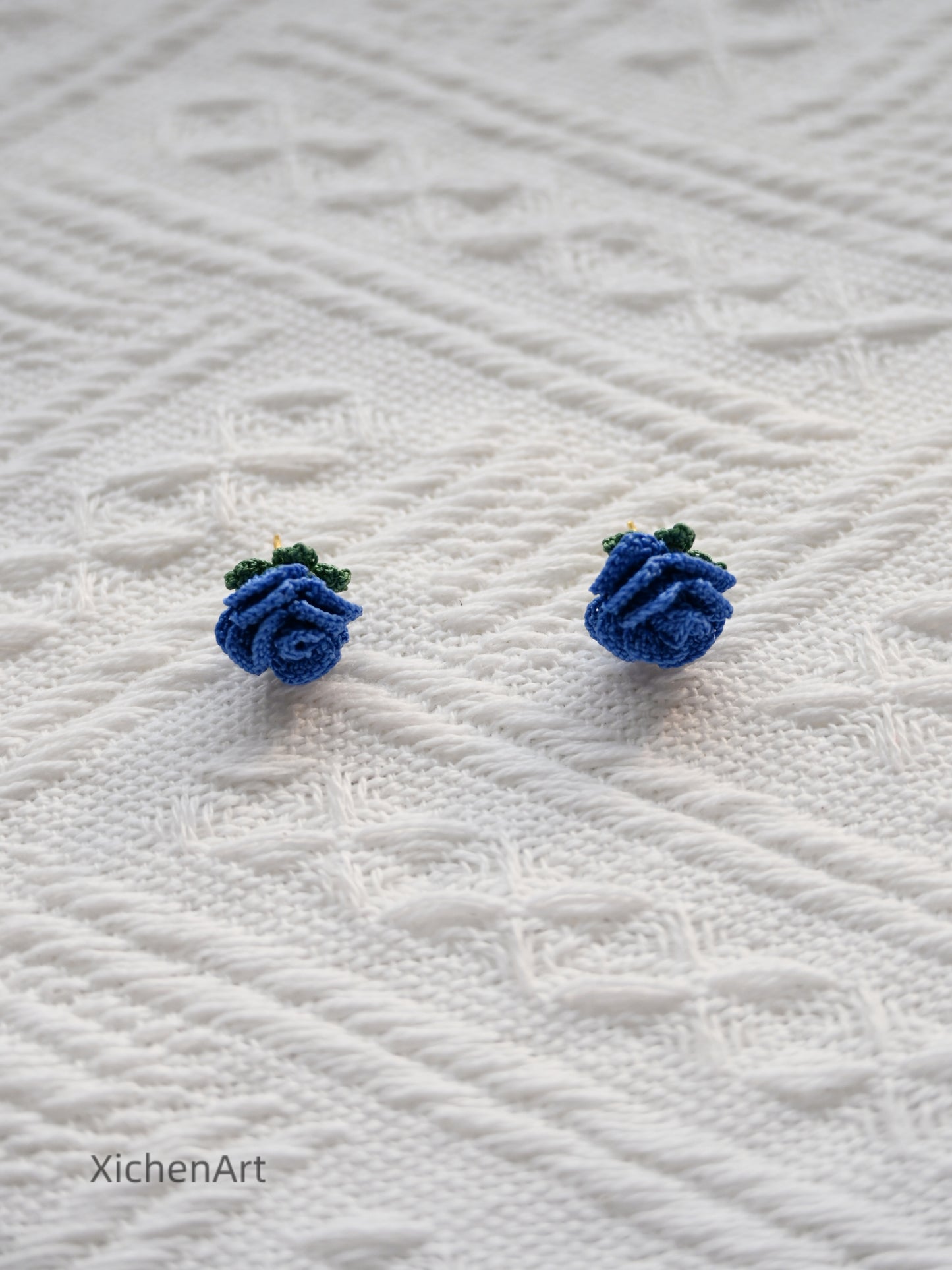 micro crochet rose earring studs