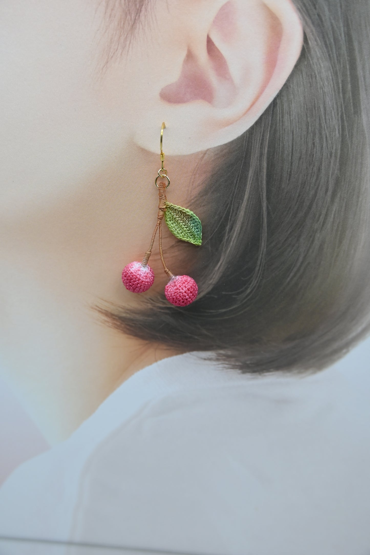 micro crochet lychee earring