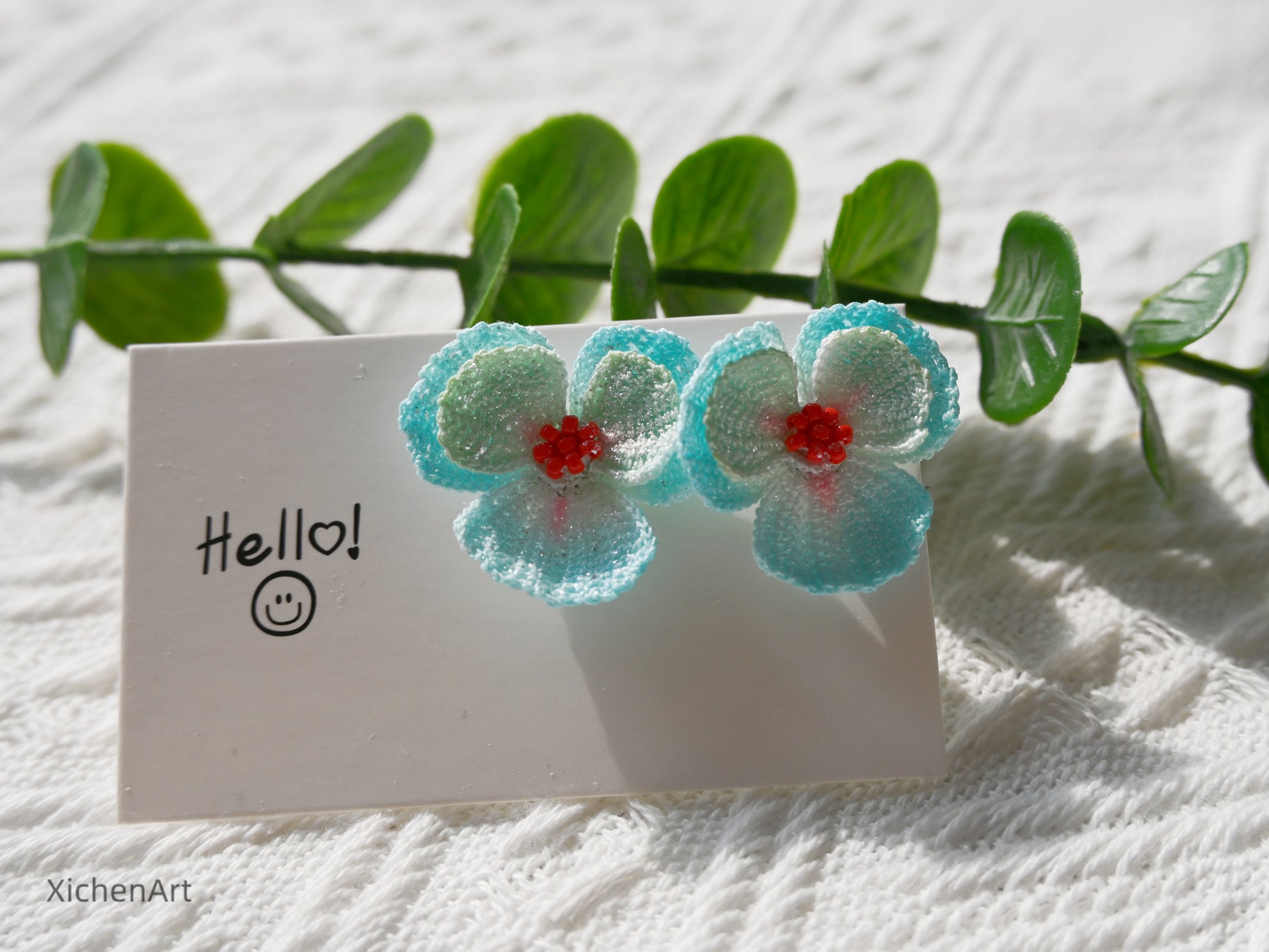 micro crochet pansy earrings