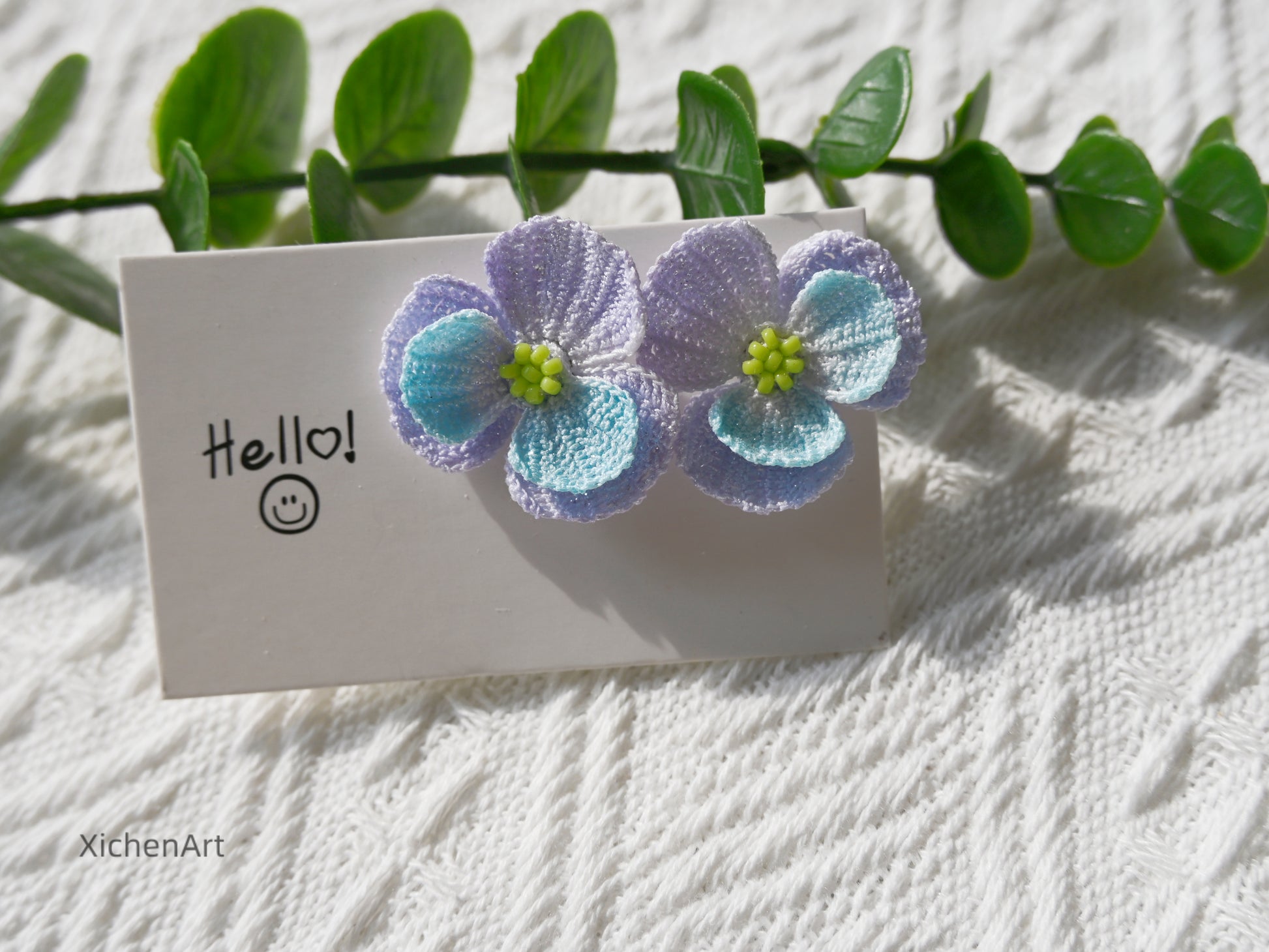 micro crochet pansy earrings