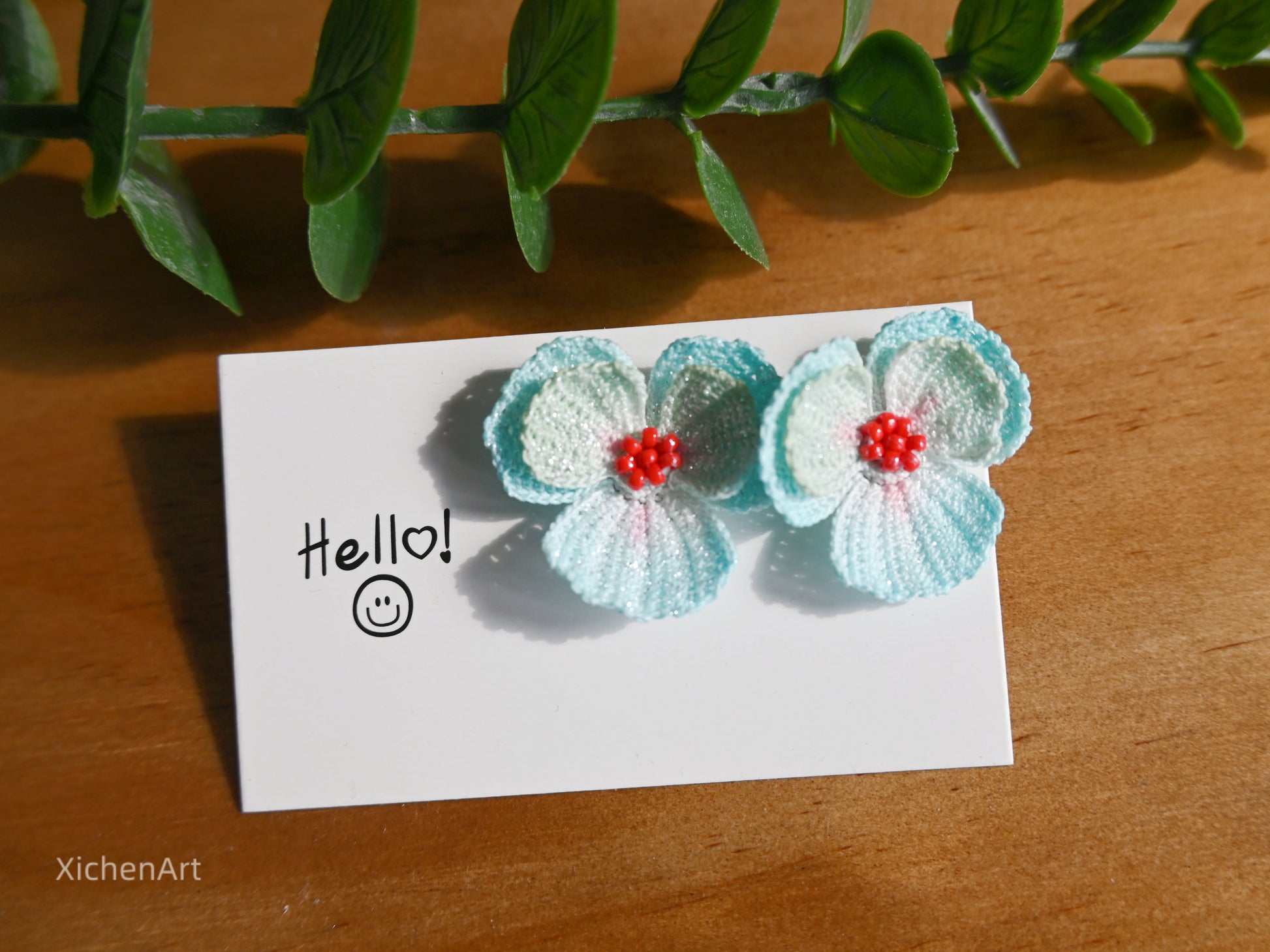 micro crochet pansy earrings