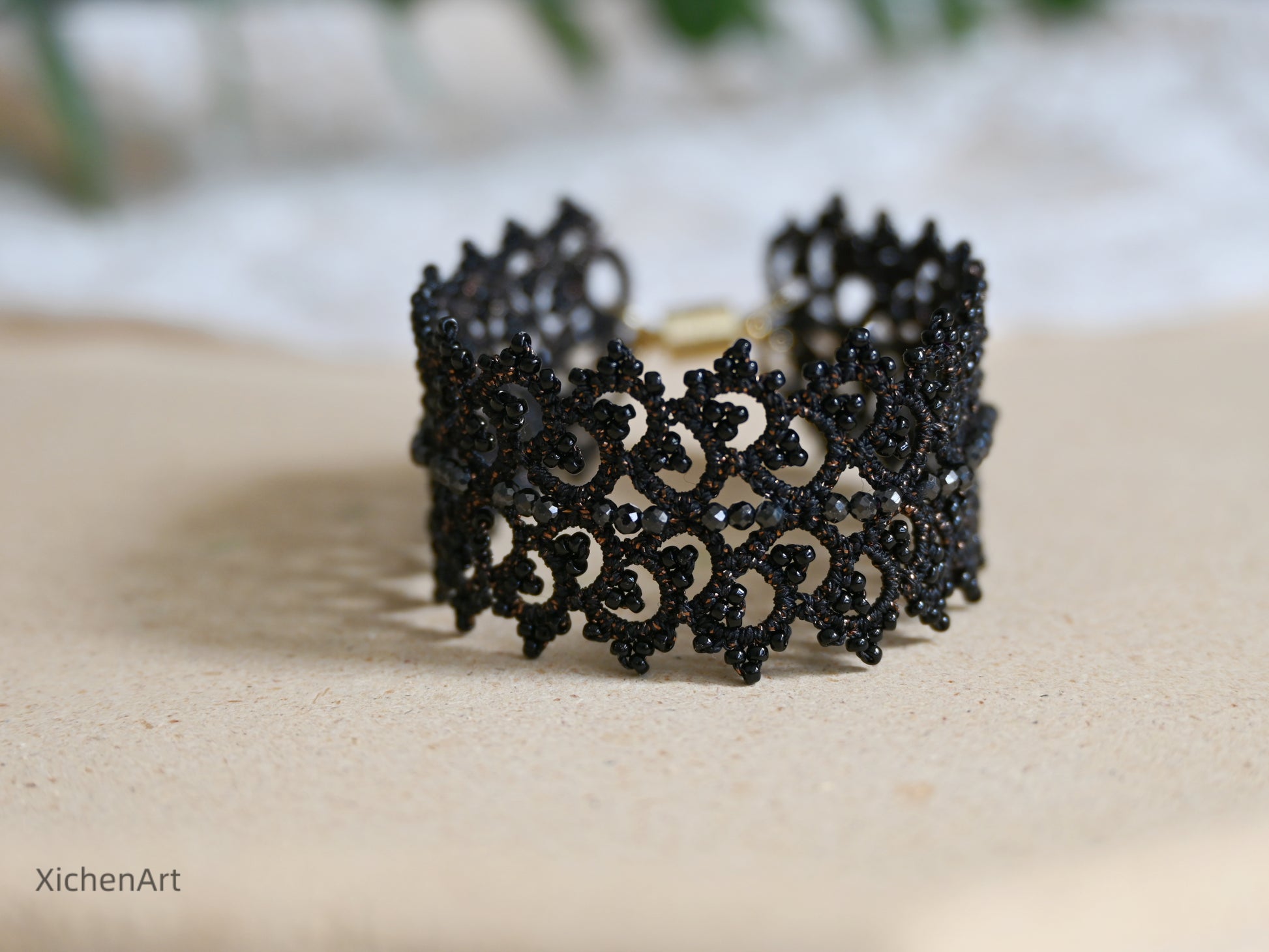 black tatting bracelet with zircon