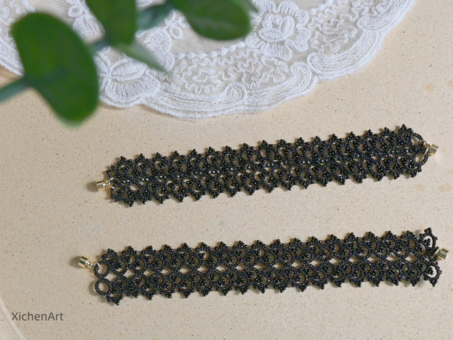 black tatting bracelet with zircon