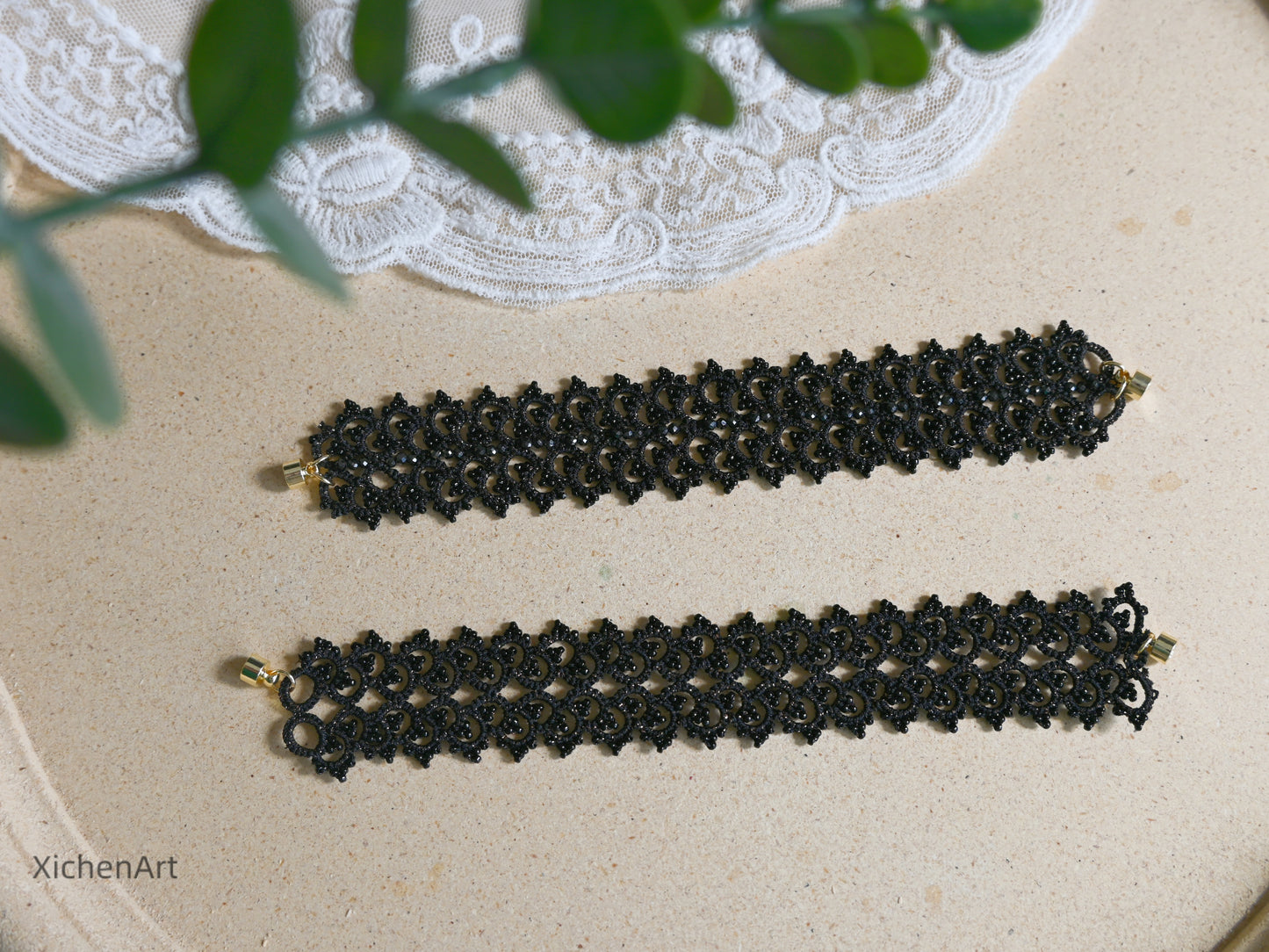 black tatting bracelet with zircon