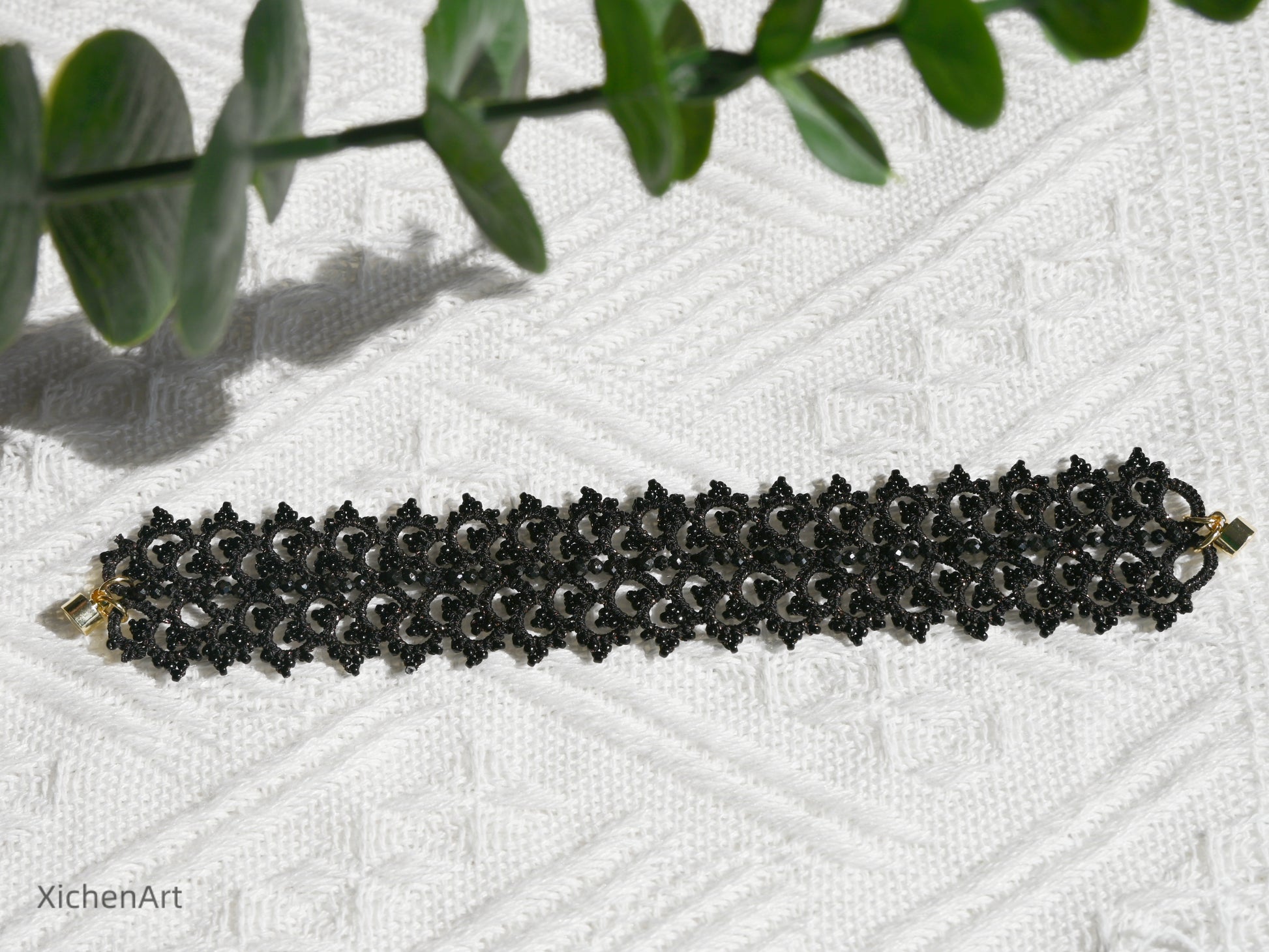 black tatting bracelet with zircon