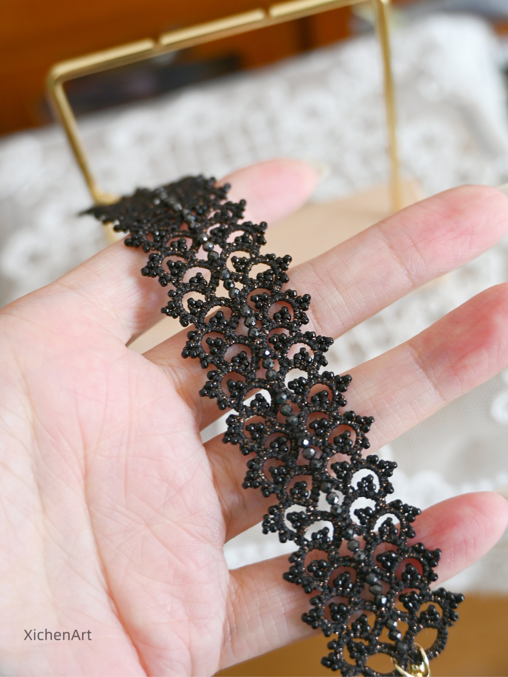 black tatting bracelet with zircon