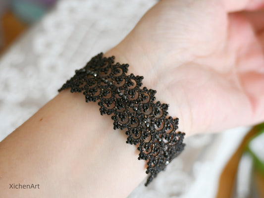 black tatting bracelet with zircon