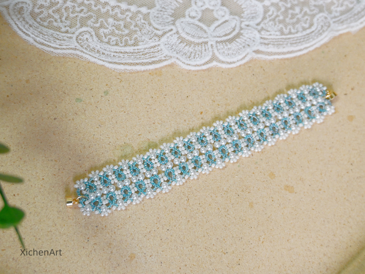 gently blue color tatting bracelet