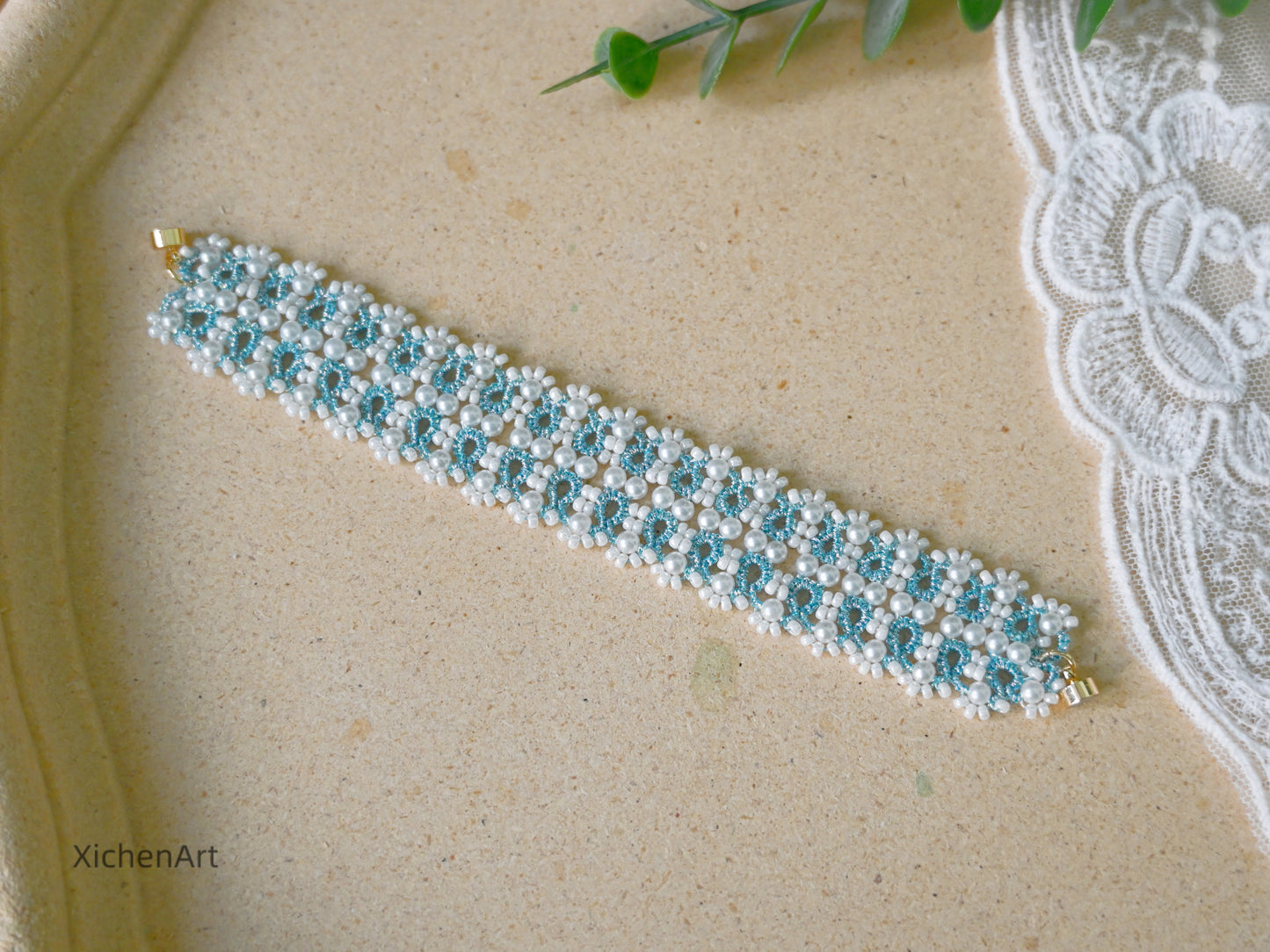 gently blue color tatting bracelet