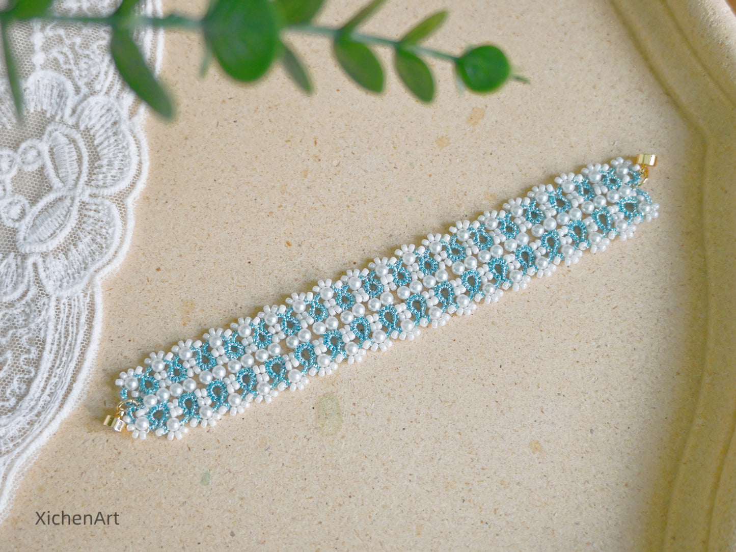 gently blue color tatting bracelet