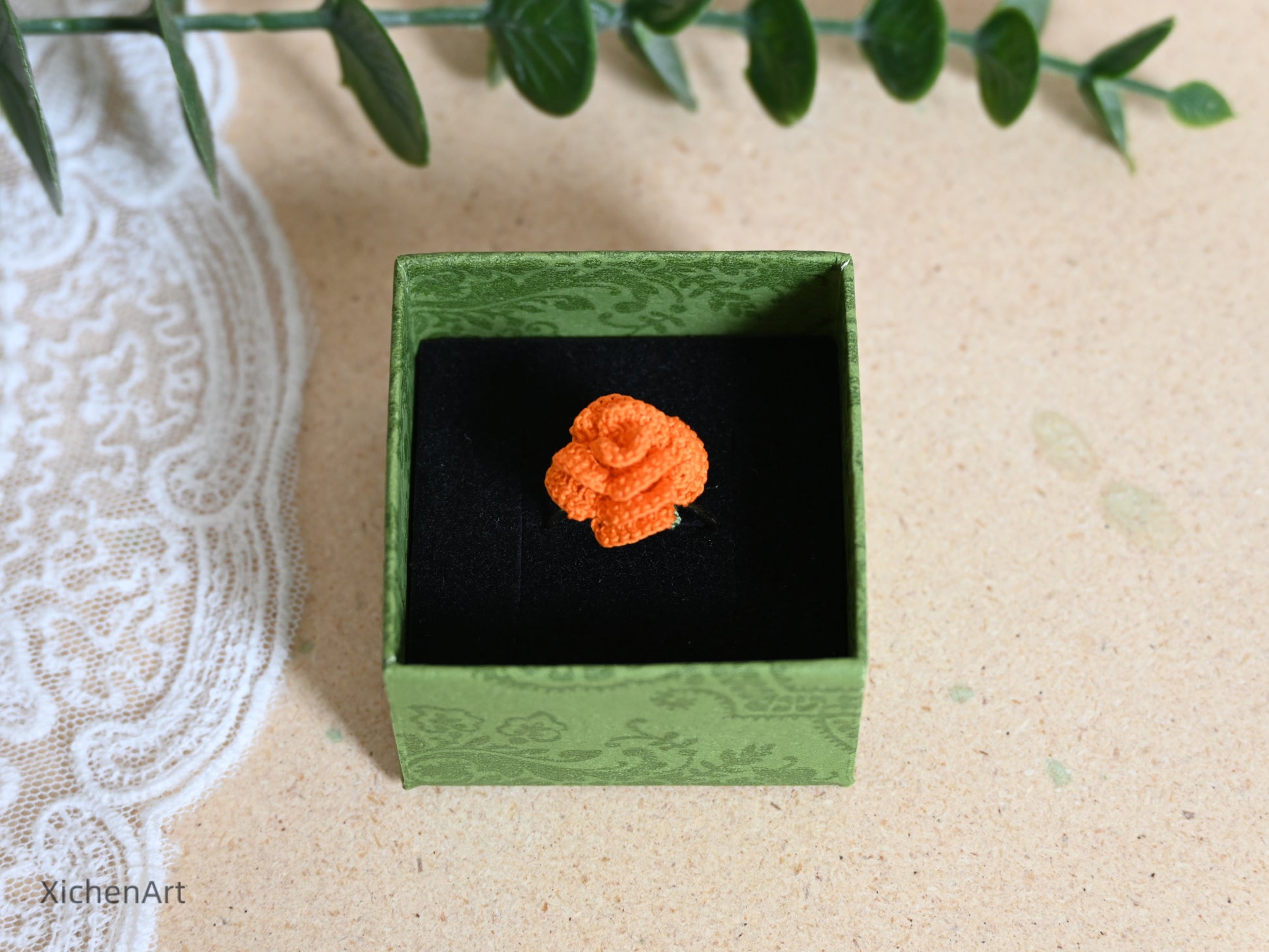 adjustable micro crochet rose ring