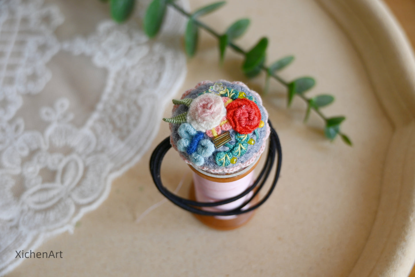 embroider flower hair rope