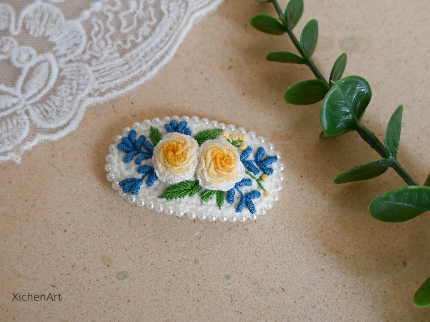 embroider yellow flower