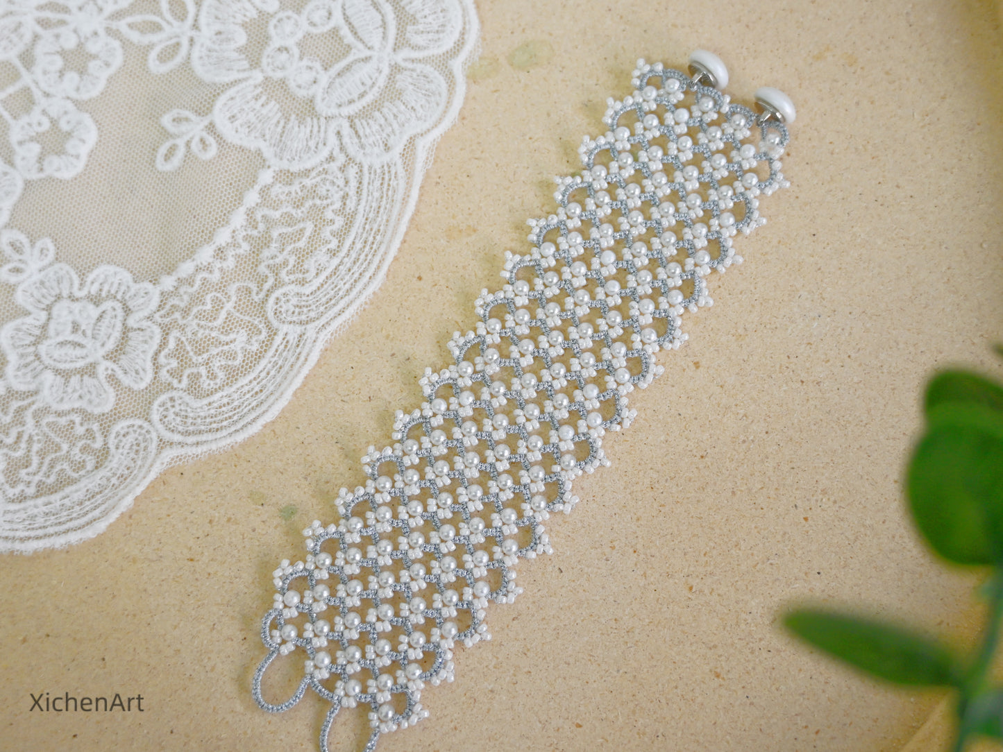 Frivolite tatting bracelet very shiny