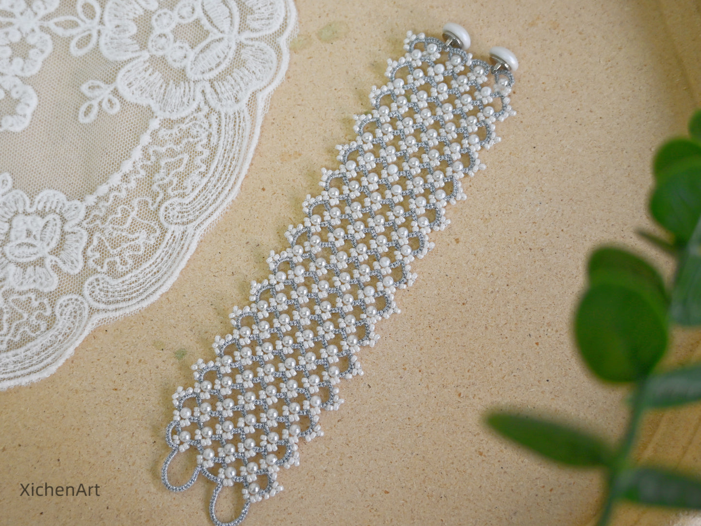 Frivolite tatting bracelet very shiny