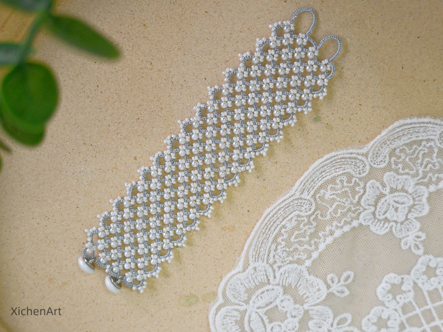 Frivolite tatting bracelet very shiny