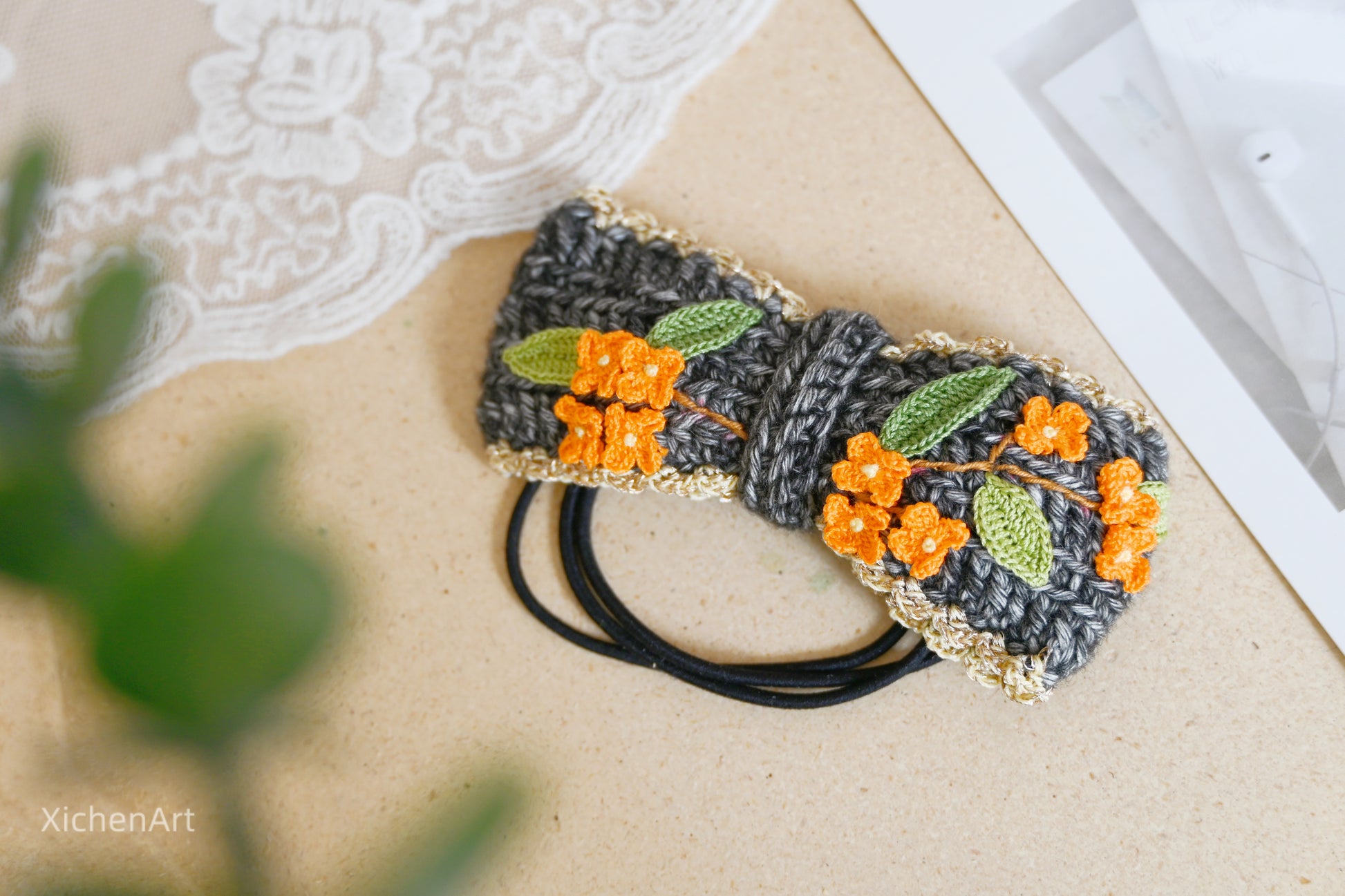 micro crochet laurel flower hair rope