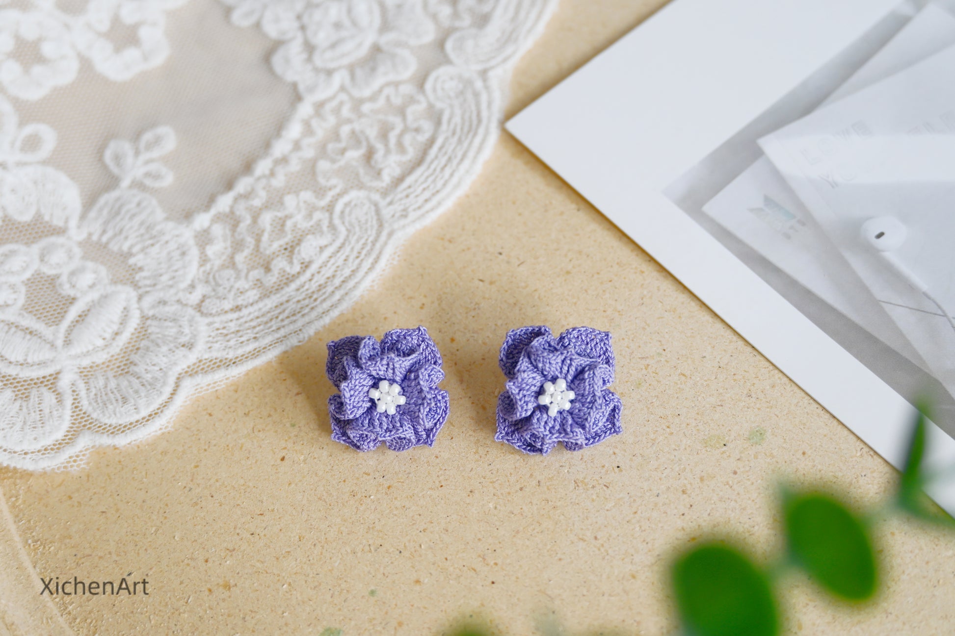  micro crochet courtly style earring studs