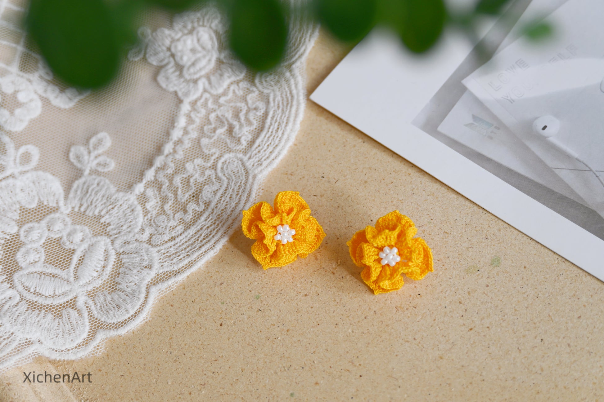  micro crochet courtly style earring studs