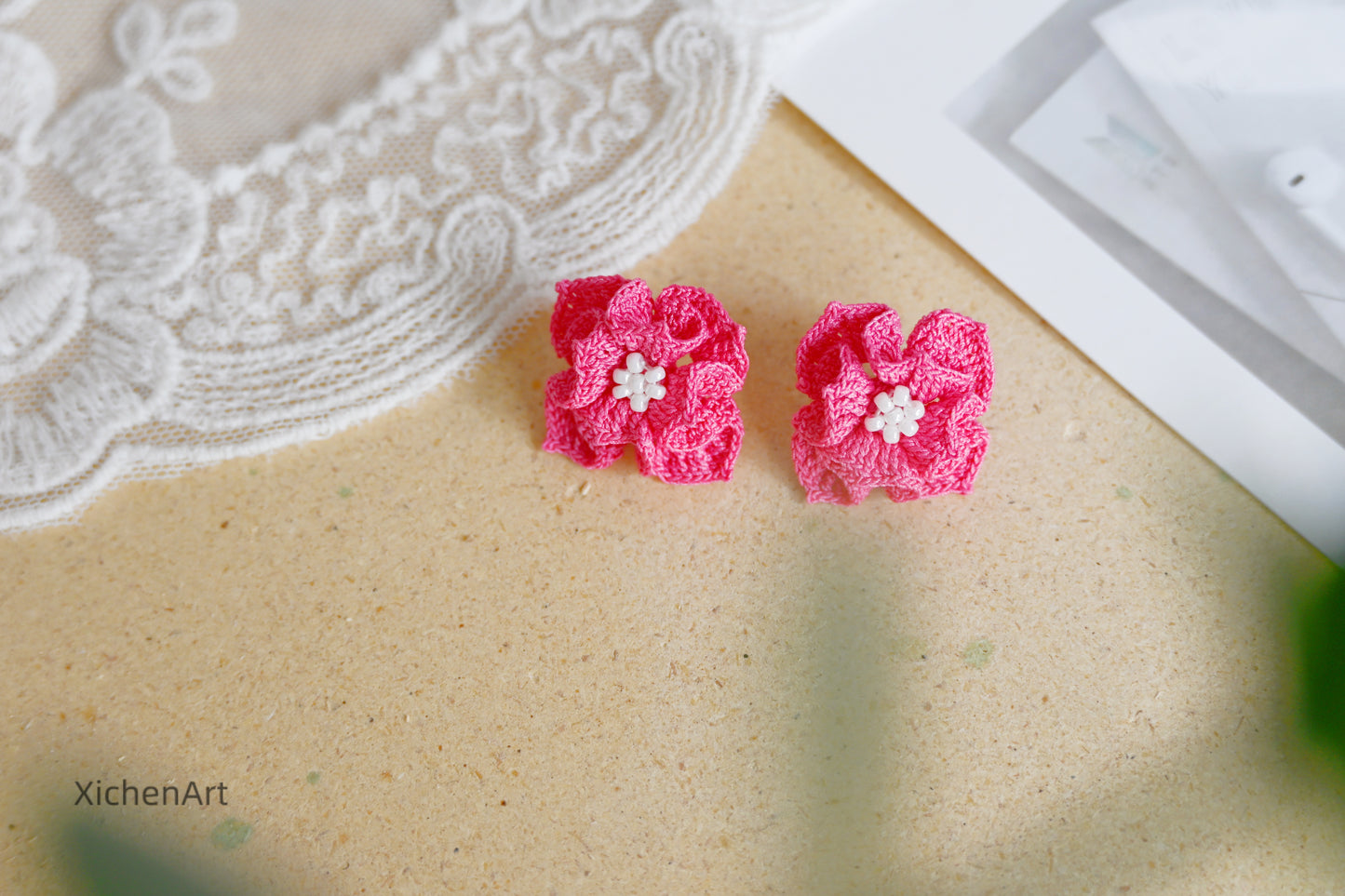  micro crochet courtly style earring studs