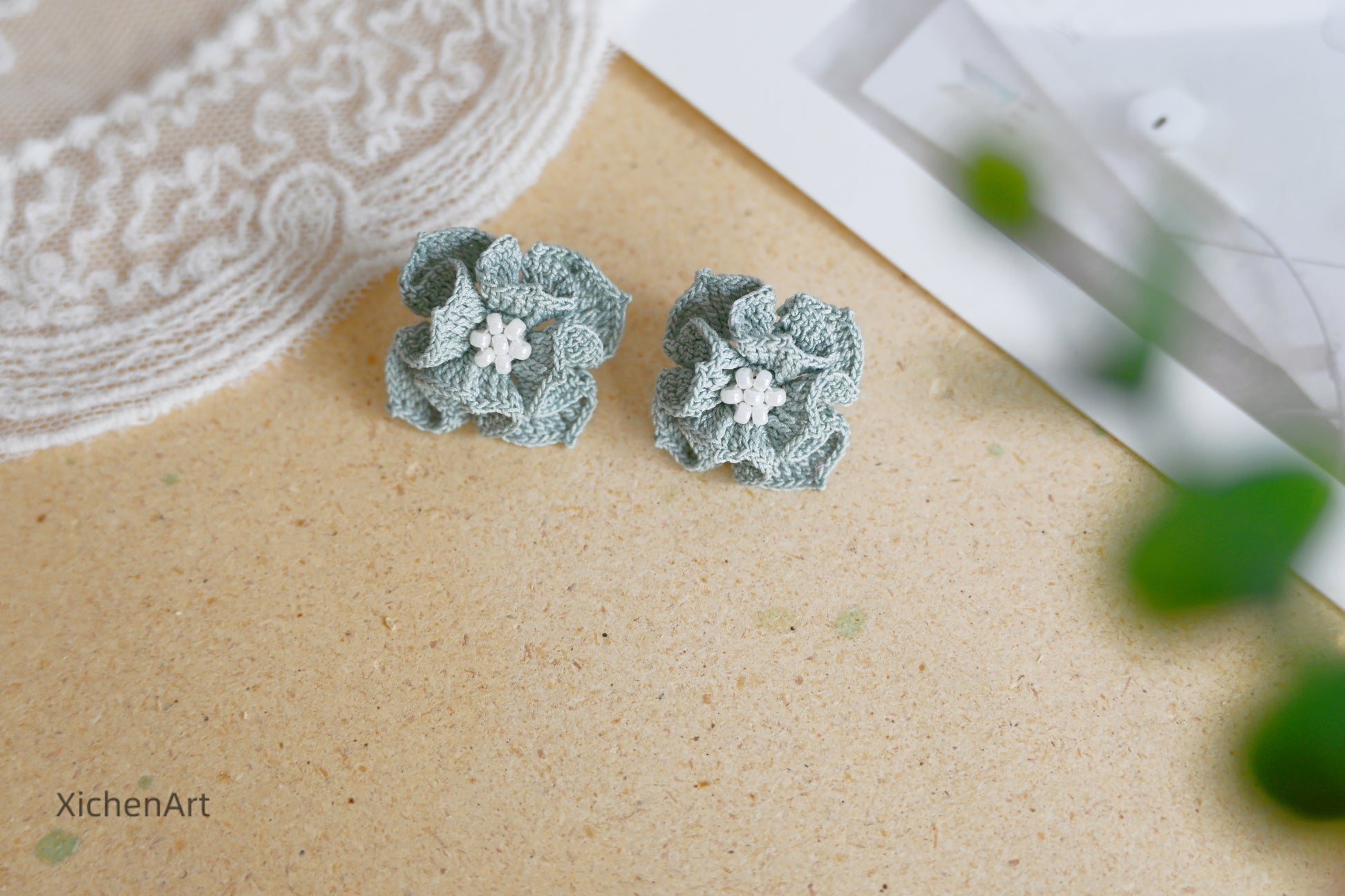  micro crochet courtly style earring studs