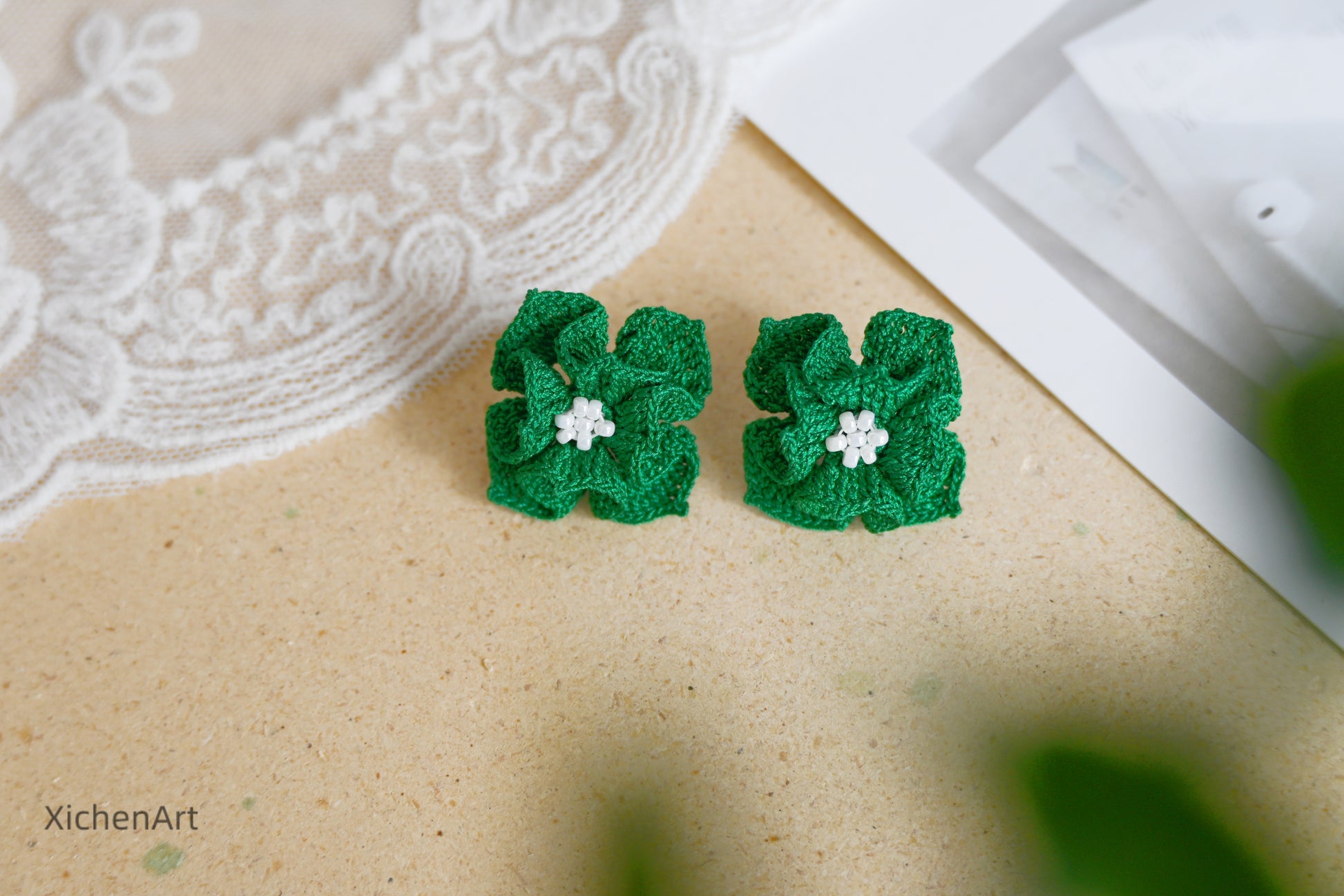  micro crochet courtly style earring studs