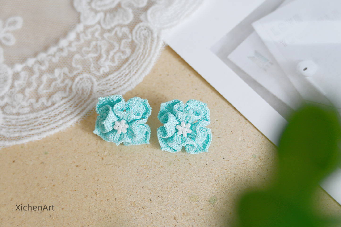  micro crochet courtly style earring studs