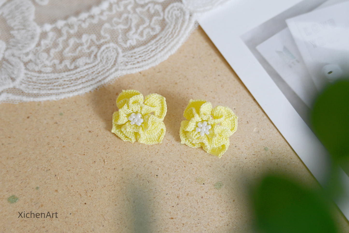  micro crochet courtly style earring studs