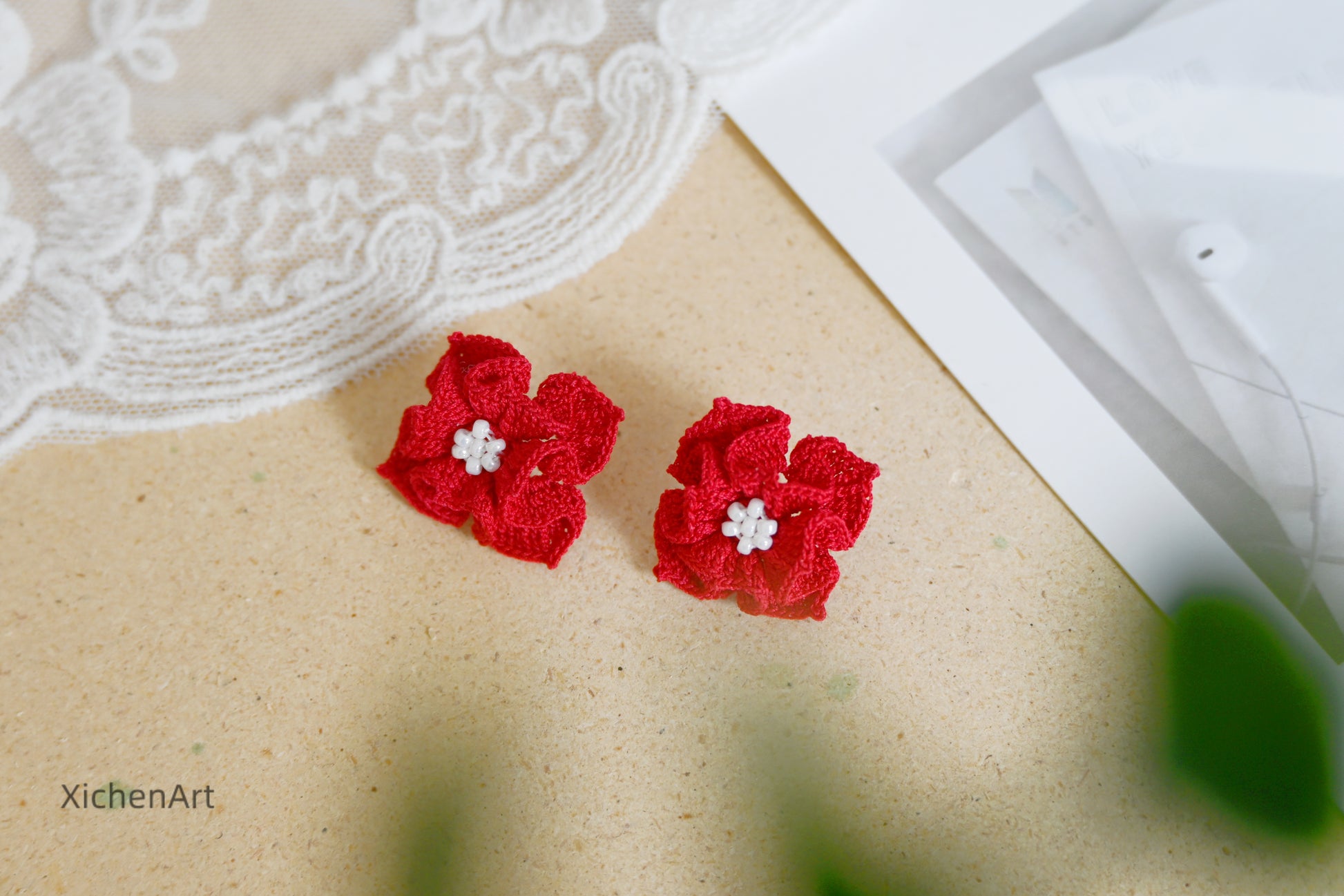  micro crochet courtly style earring studs