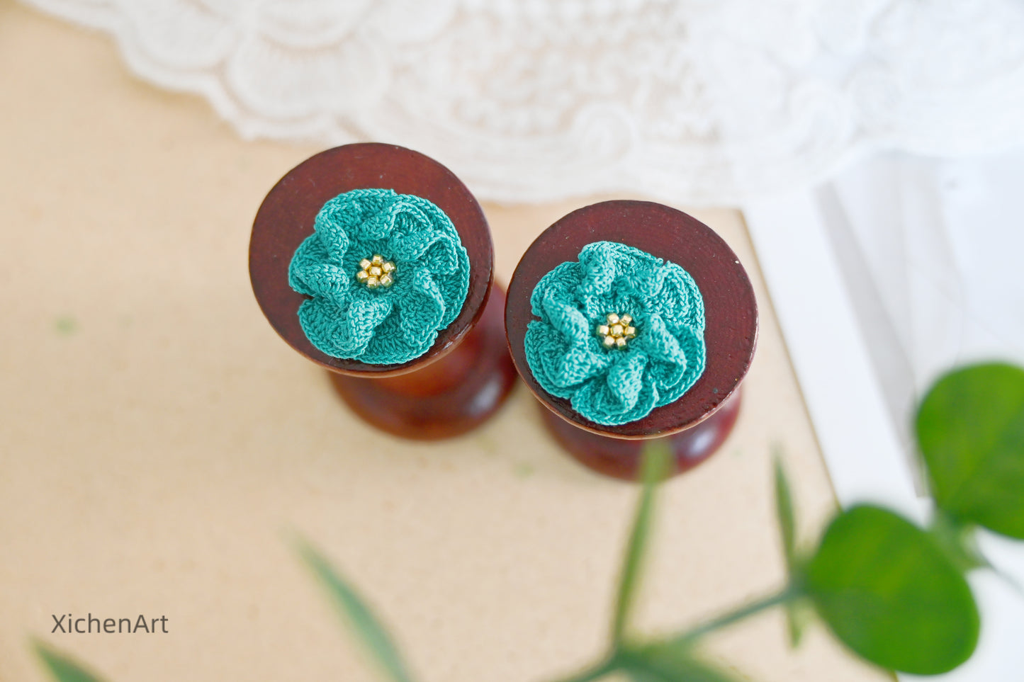 micro crochet Hyun-ah style earring studs