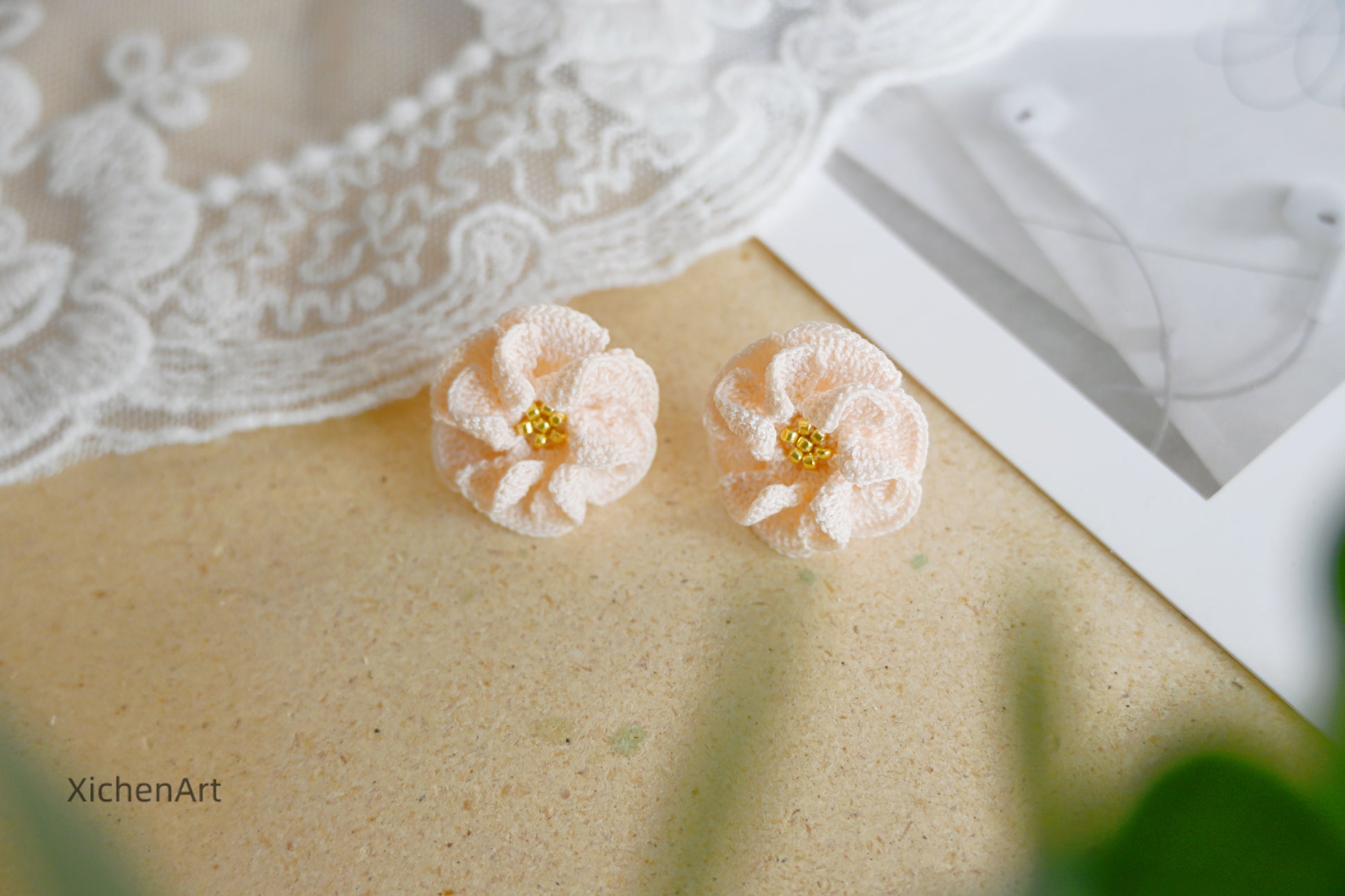 micro crochet Hyun-ah style earring studs