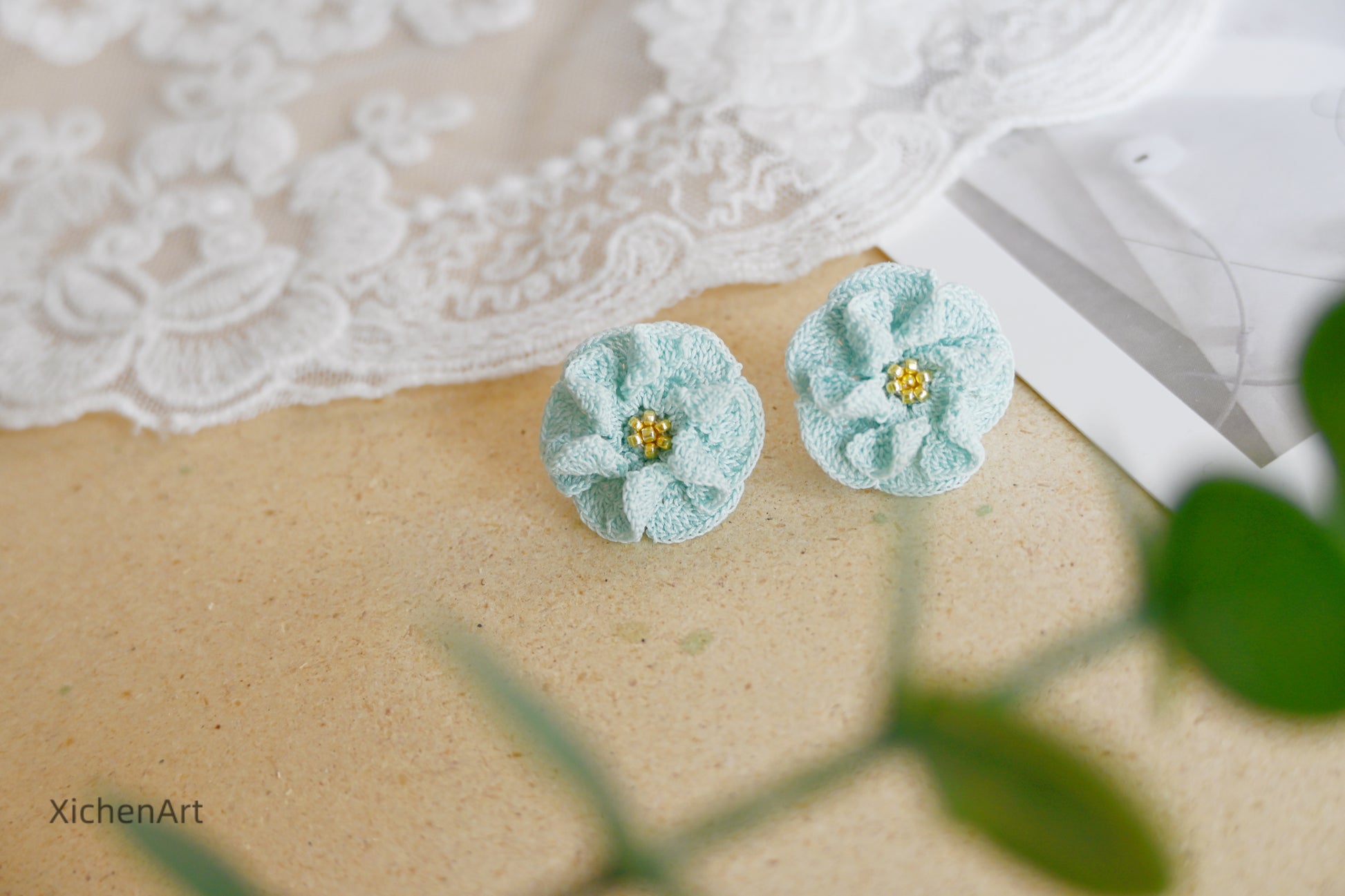 micro crochet Hyun-ah style earring studs