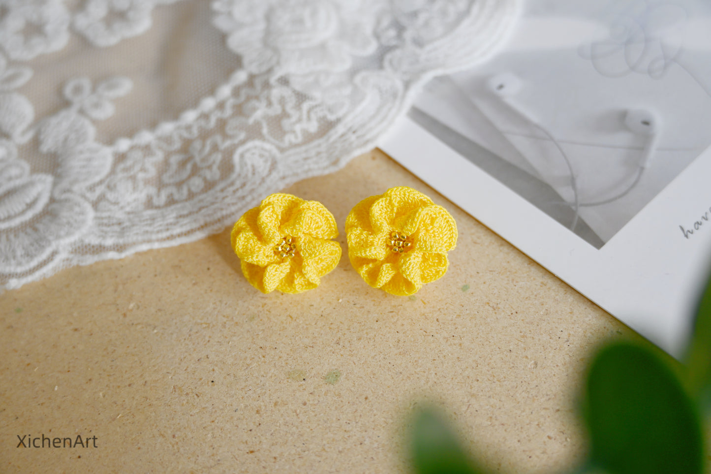 micro crochet Hyun-ah style earring studs