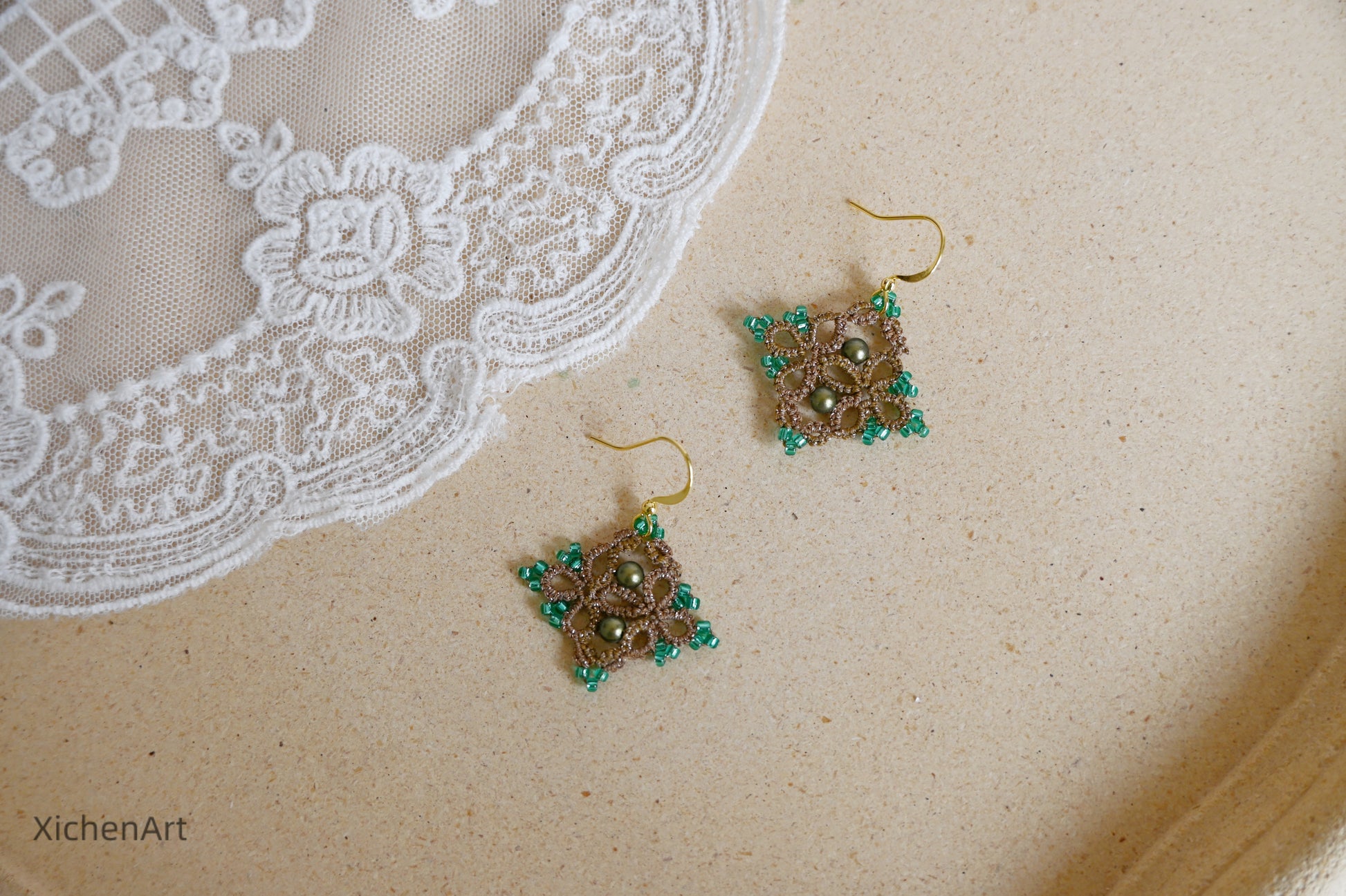 handmade Chinese style tatting earring