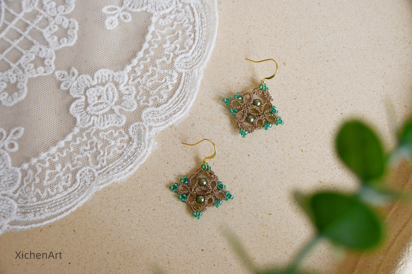 handmade Chinese style tatting earring