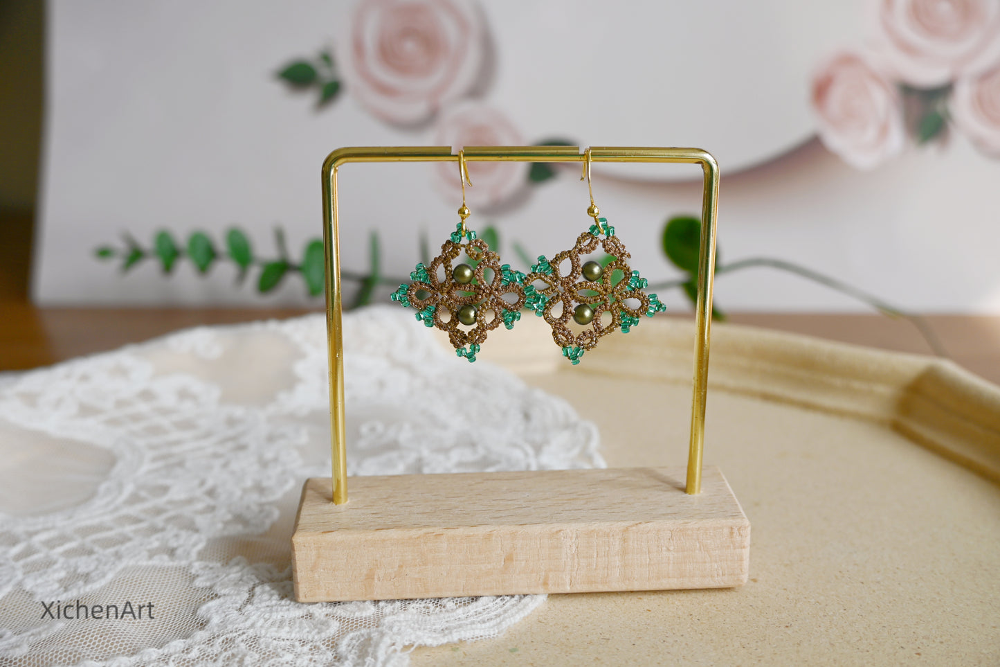 handmade Chinese style tatting earring