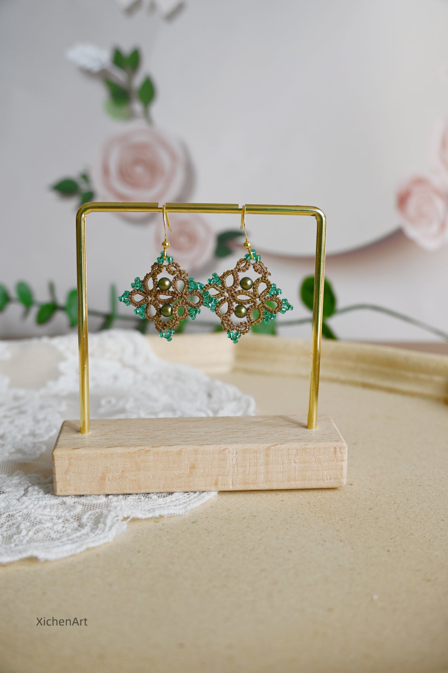 handmade Chinese style tatting earring