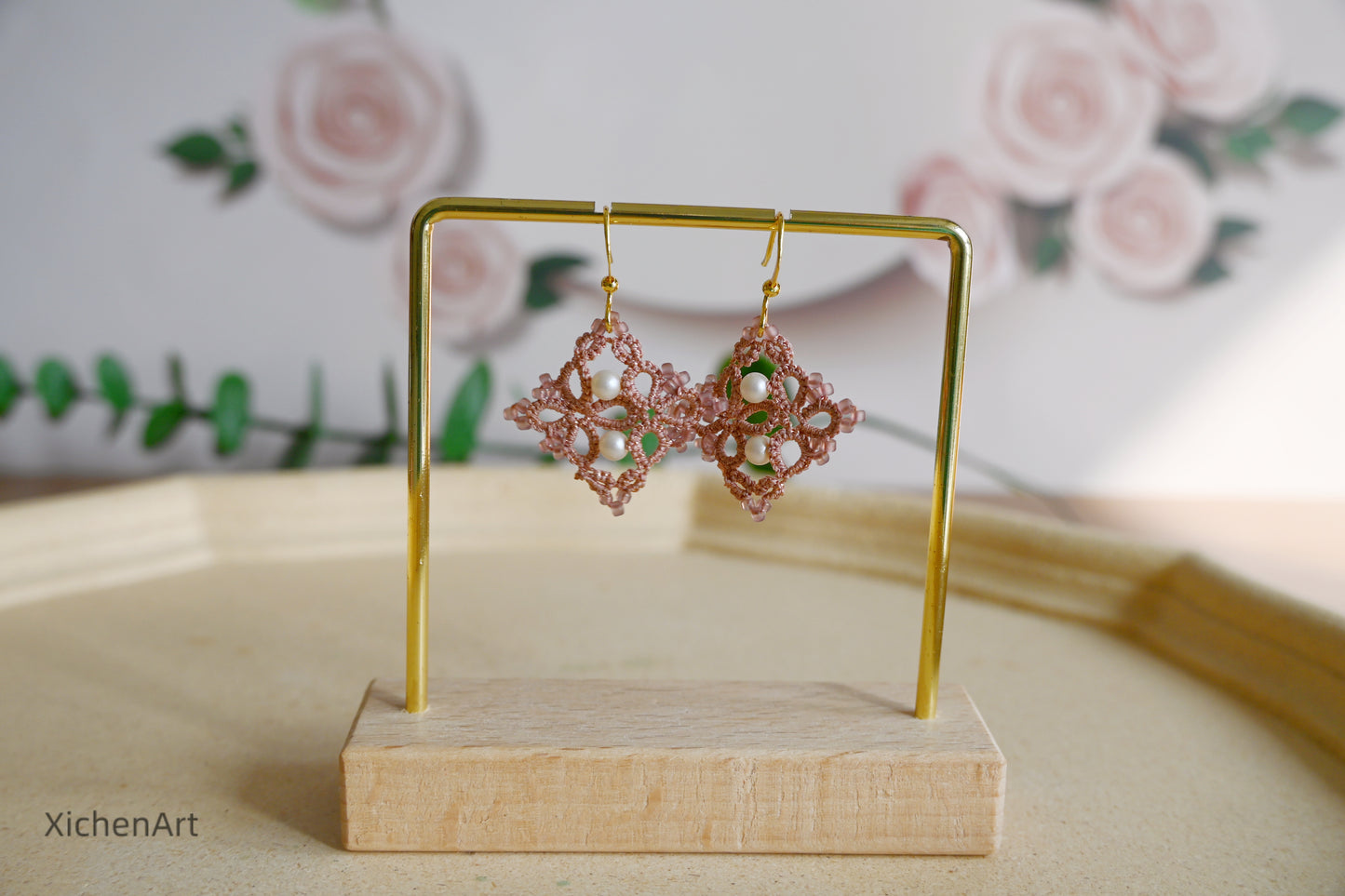 handmade Chinese style tatting earring