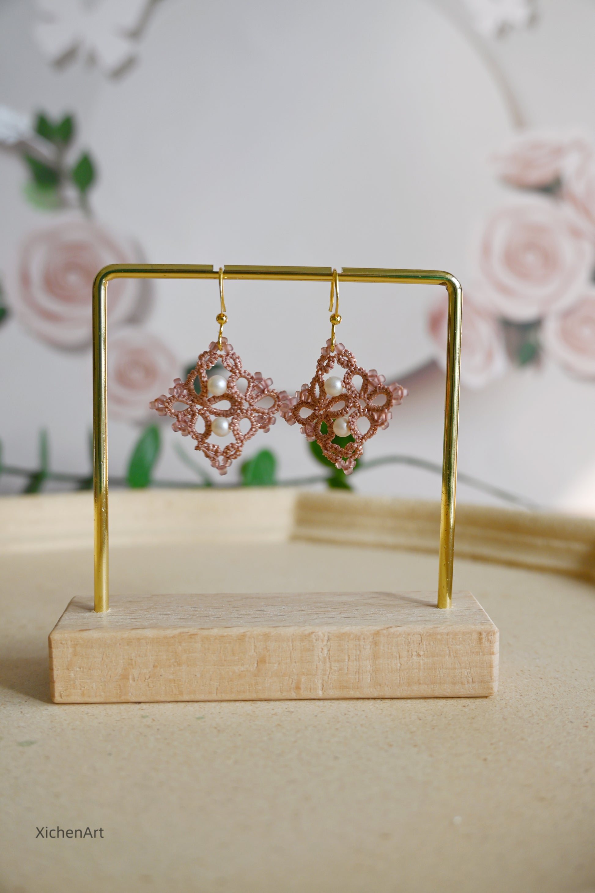 handmade Chinese style tatting earring