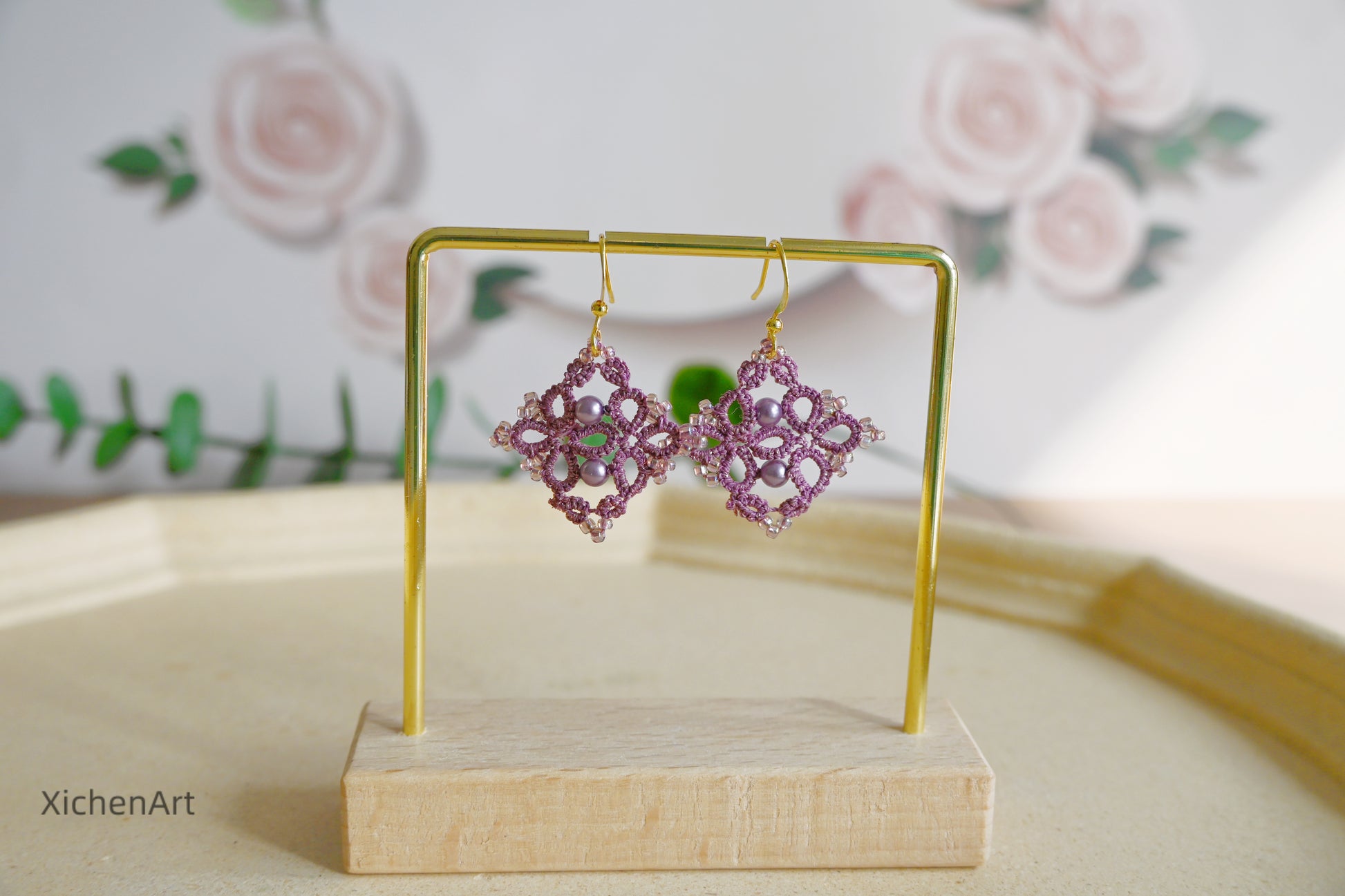 handmade Chinese style tatting earring