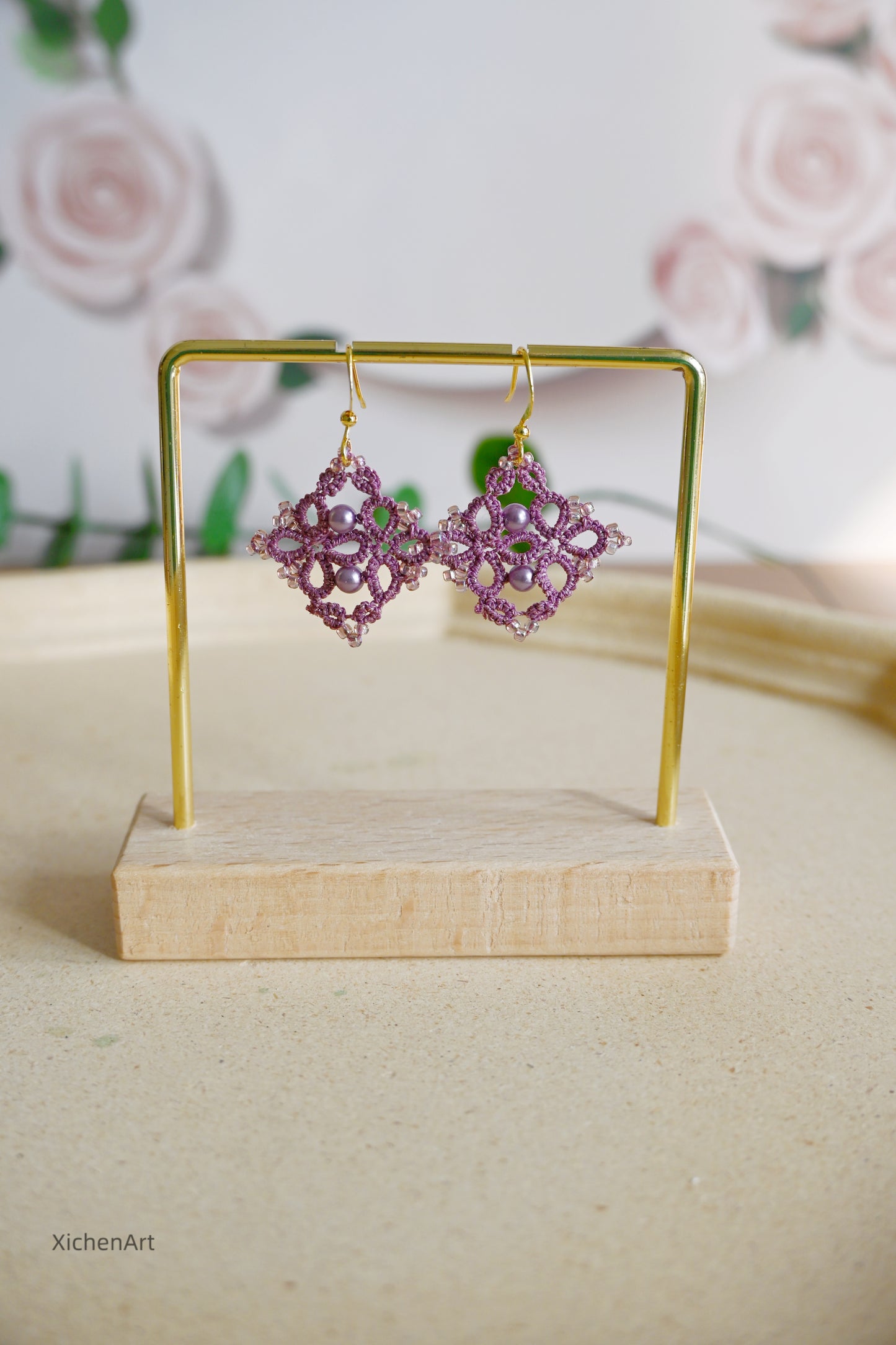 handmade Chinese style tatting earring