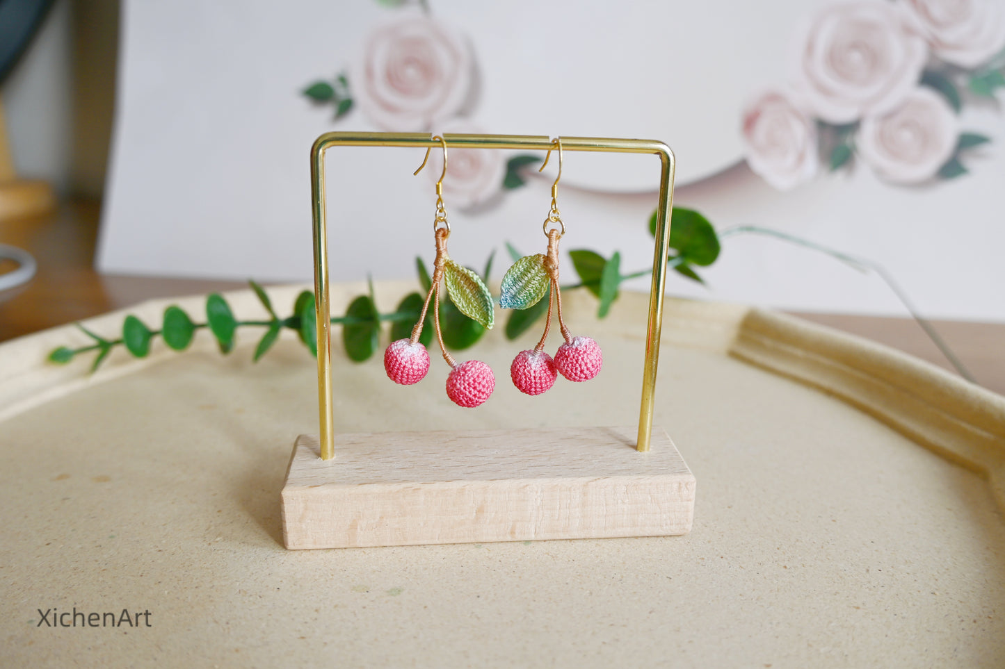 micro crochet lychee earring